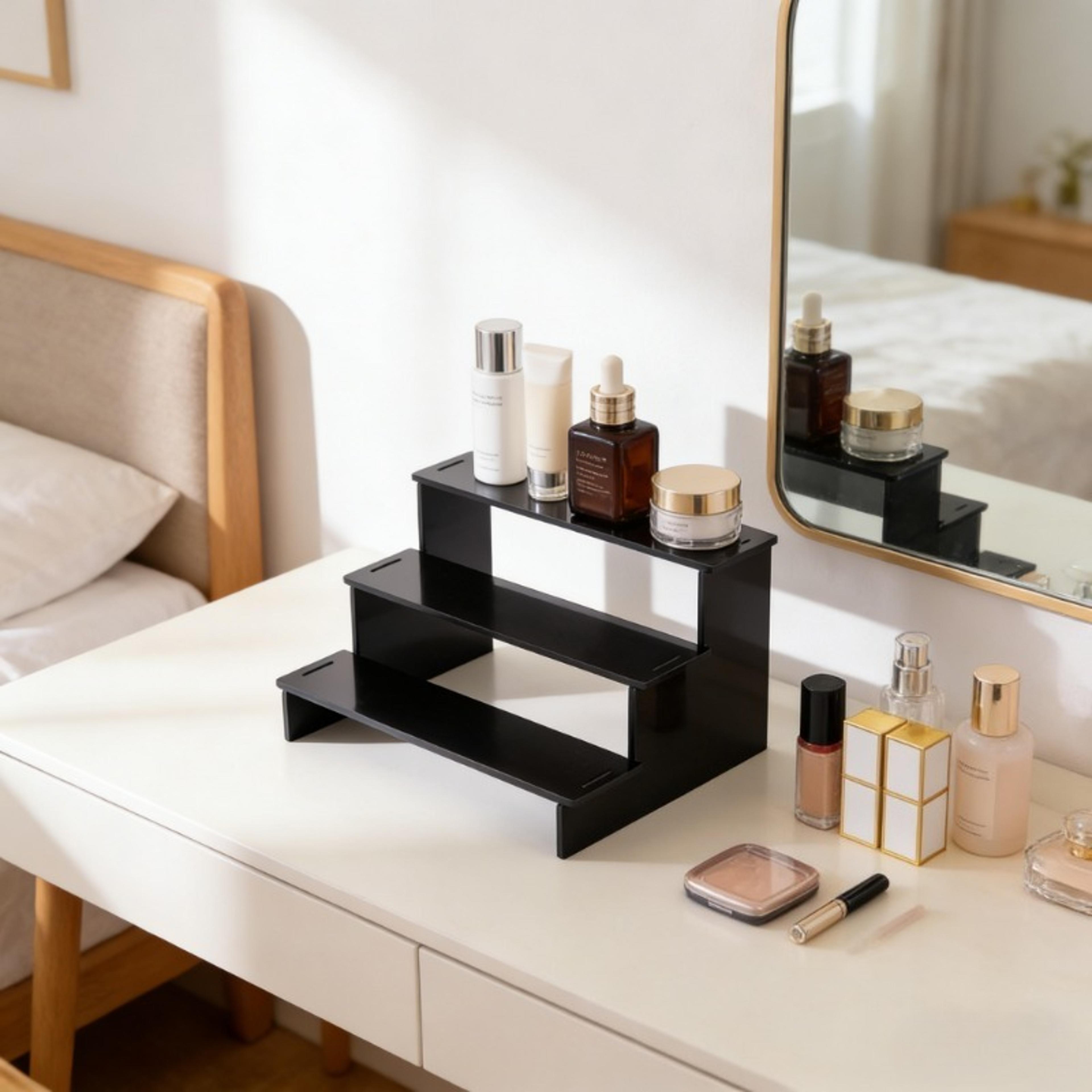 black multi tier acrylic display stand & perfume organizer