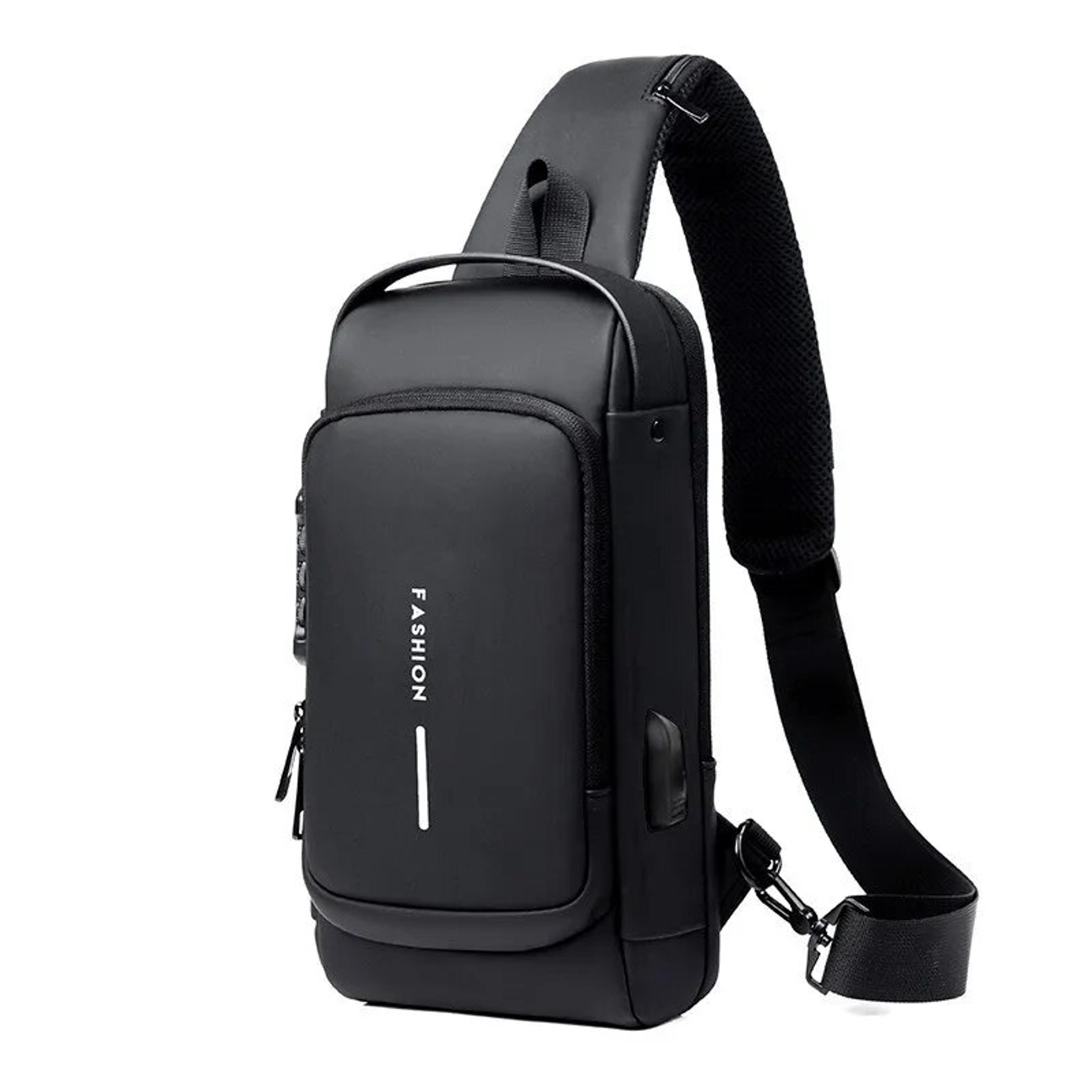 mens pu leather crossbody bag anti theft multifunctional sling chest bag