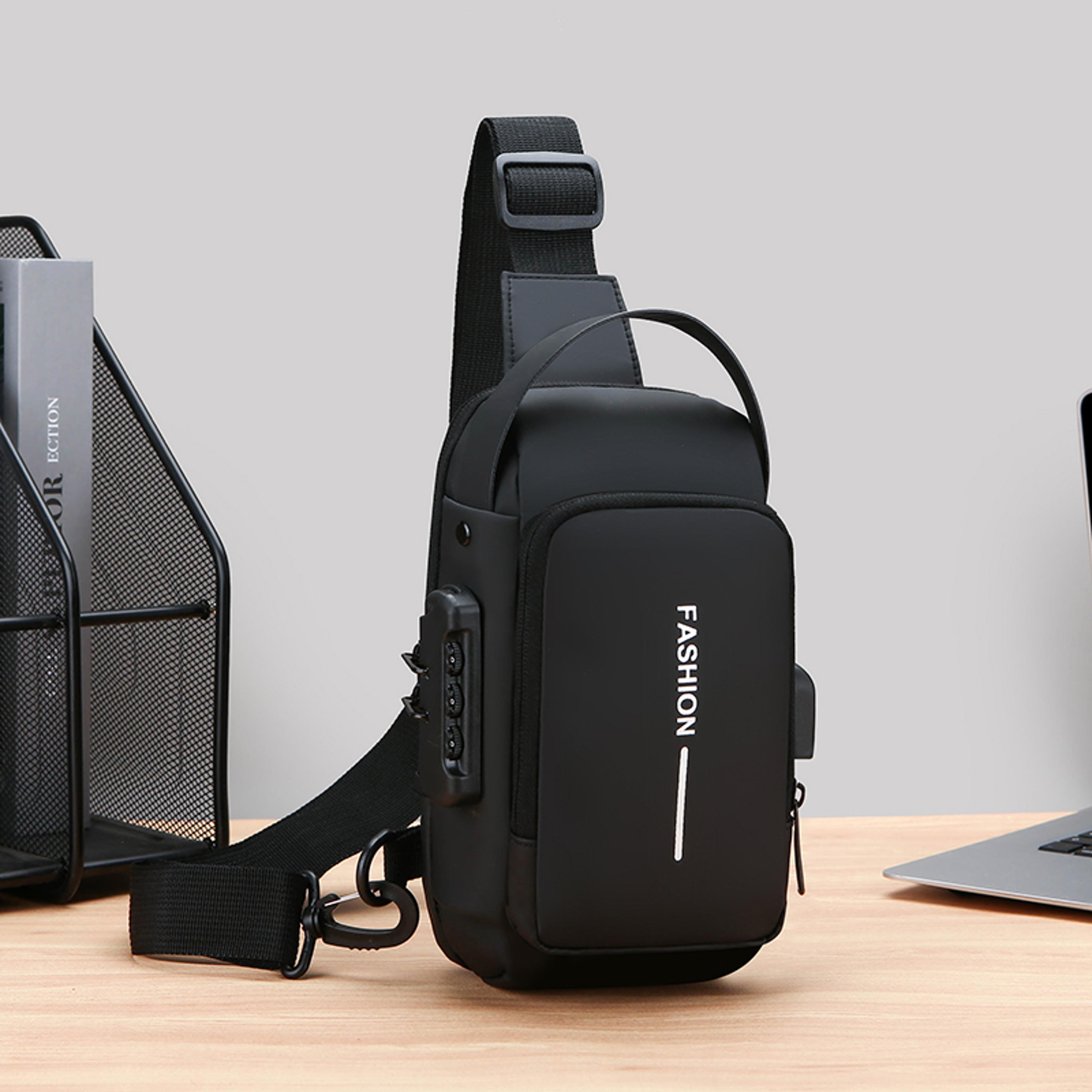 mens anti theft sling bag with usb charging crossbody design