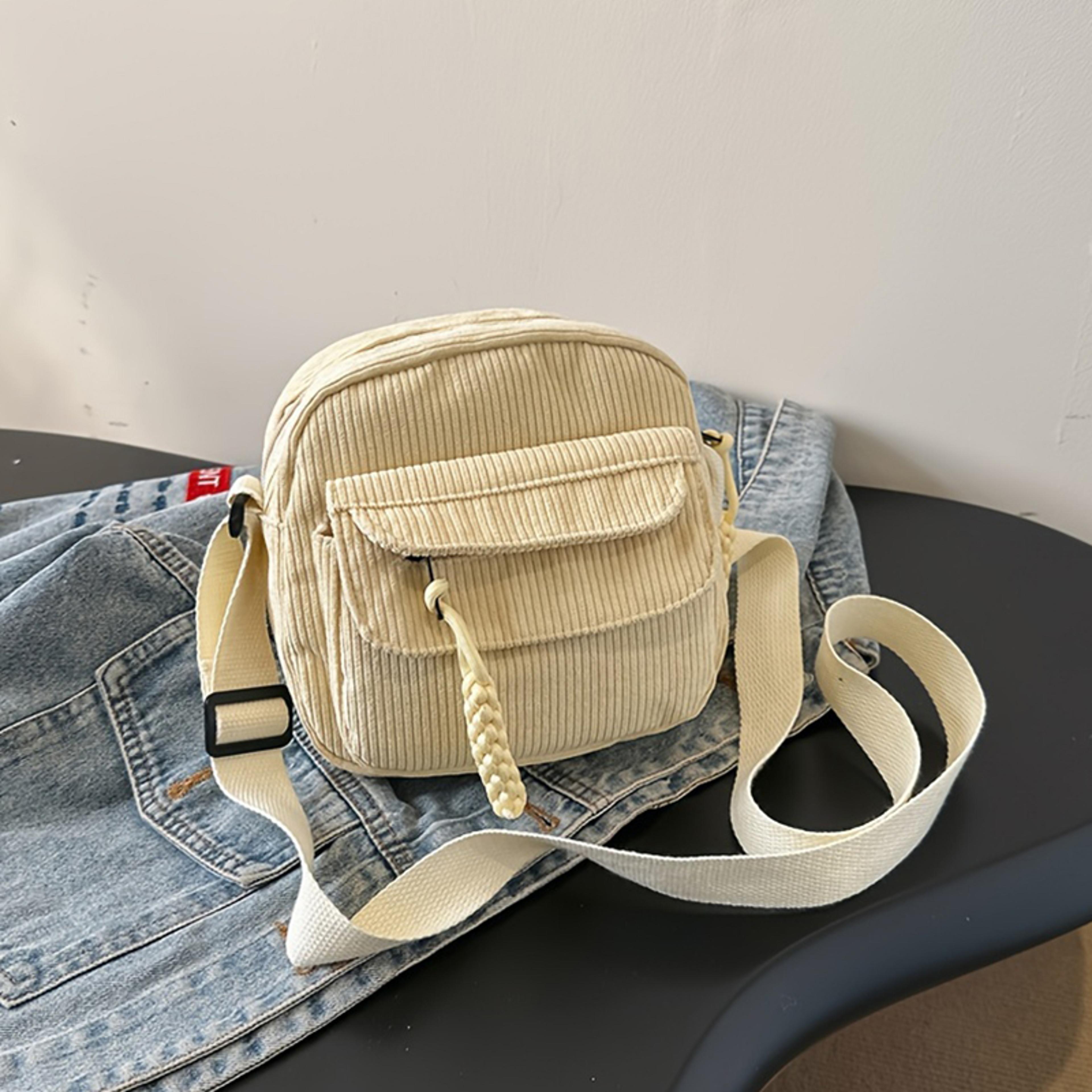 corduroy crossbody bag for women cute harajuku student shoulder bag