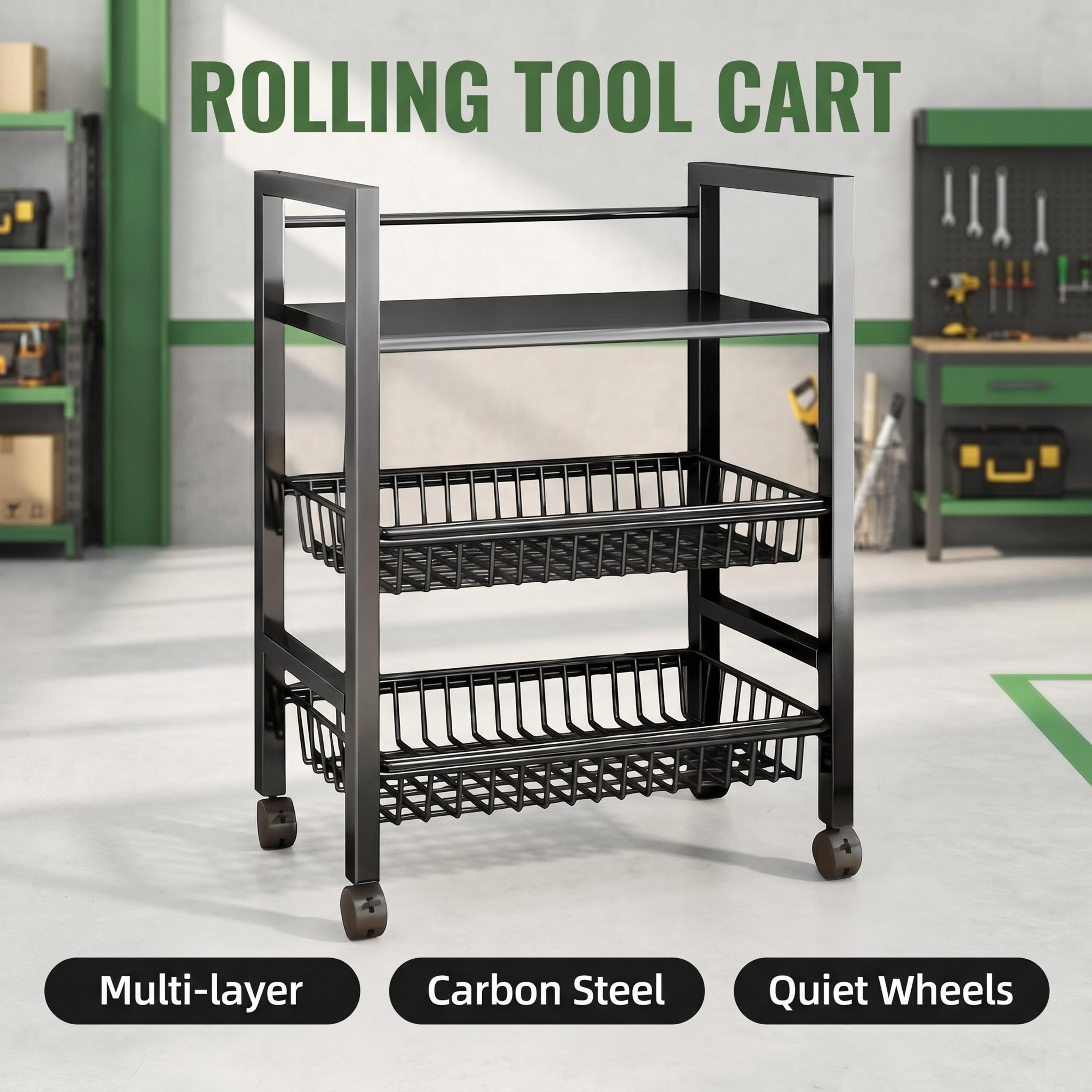 slim rolling storage cart with pull out mesh baskets for narrow spaces