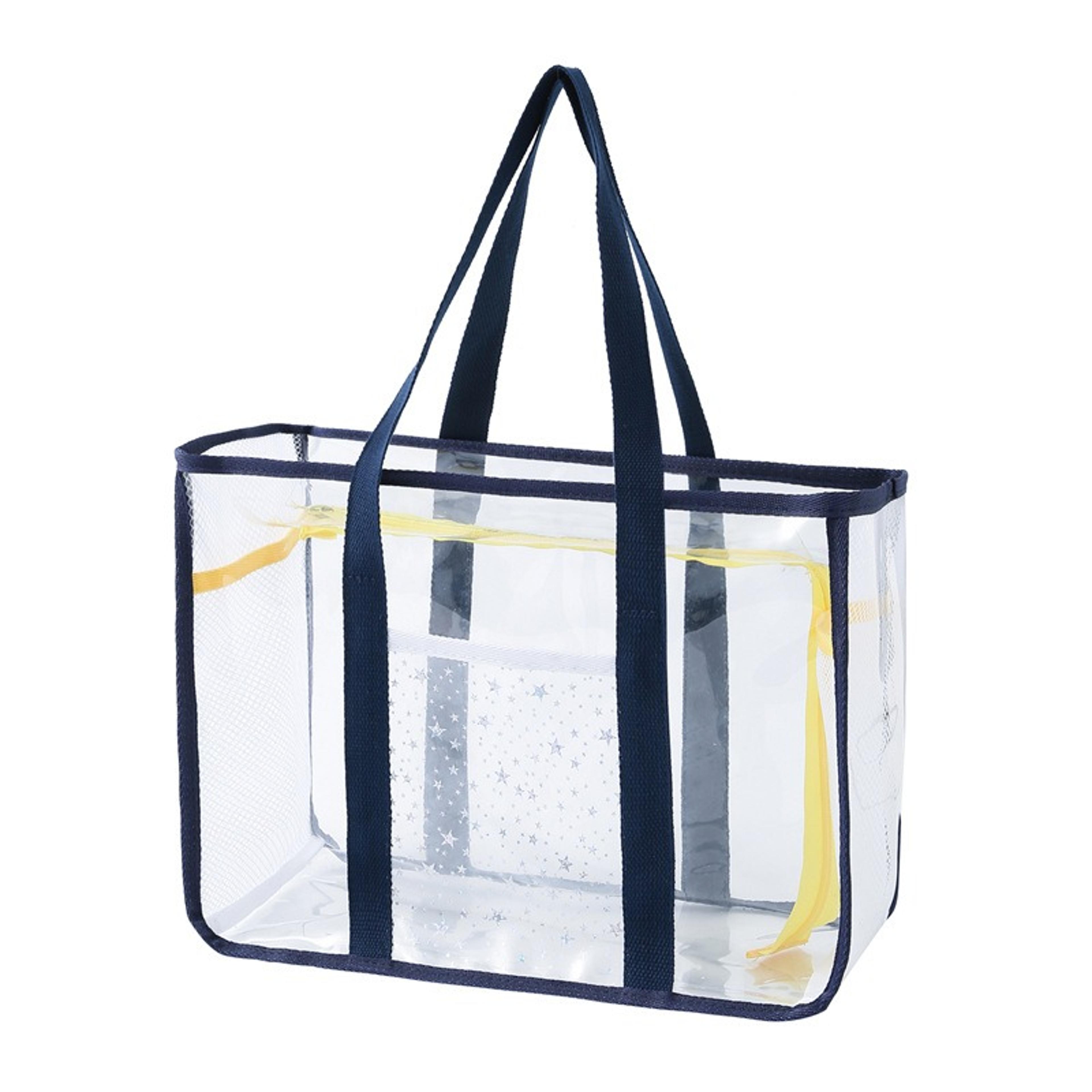 womens clear tote bag with zipper transparent pvc beach & shoulder bag