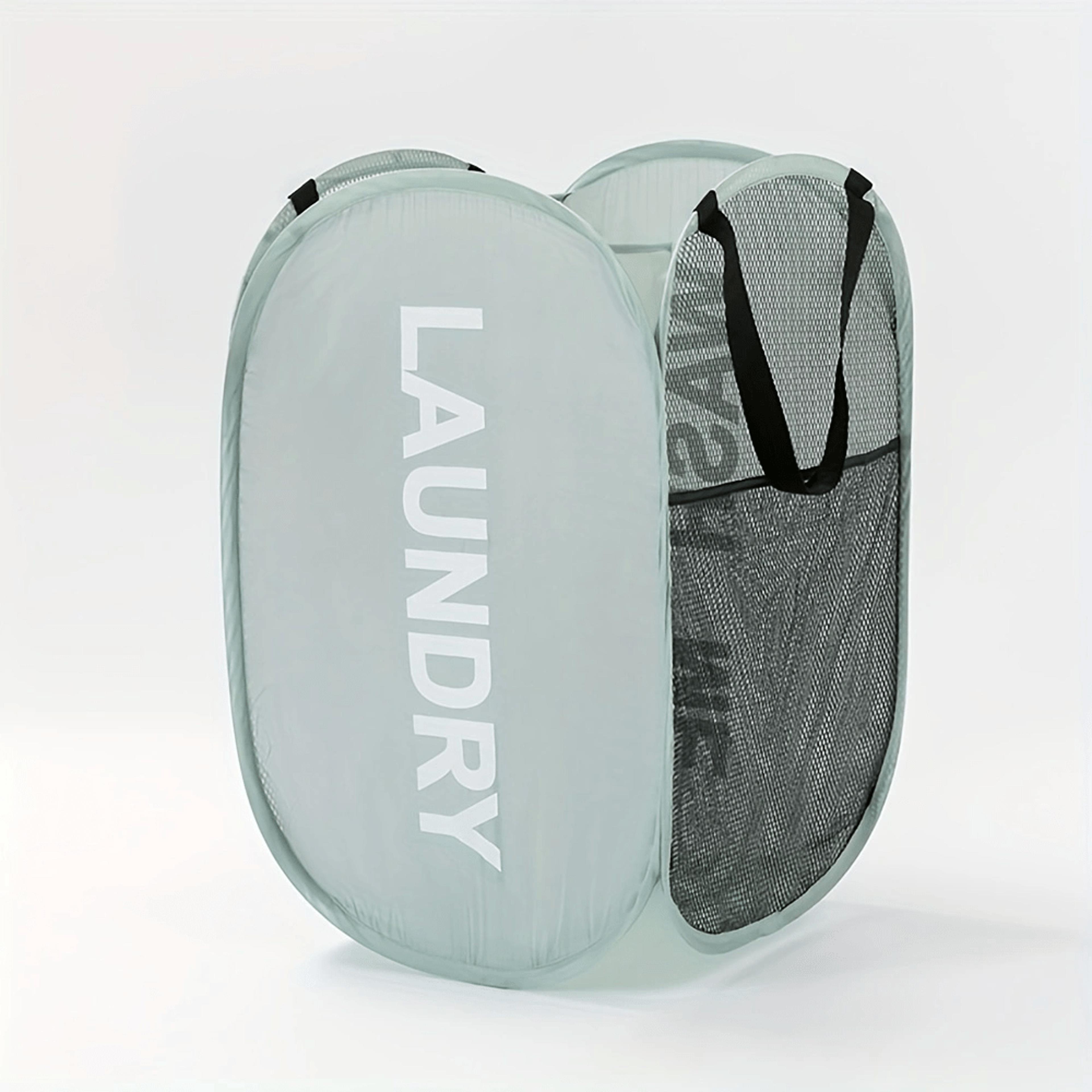 space saving laundry storage basket for dirty clothes, bathroom and bedroom organization