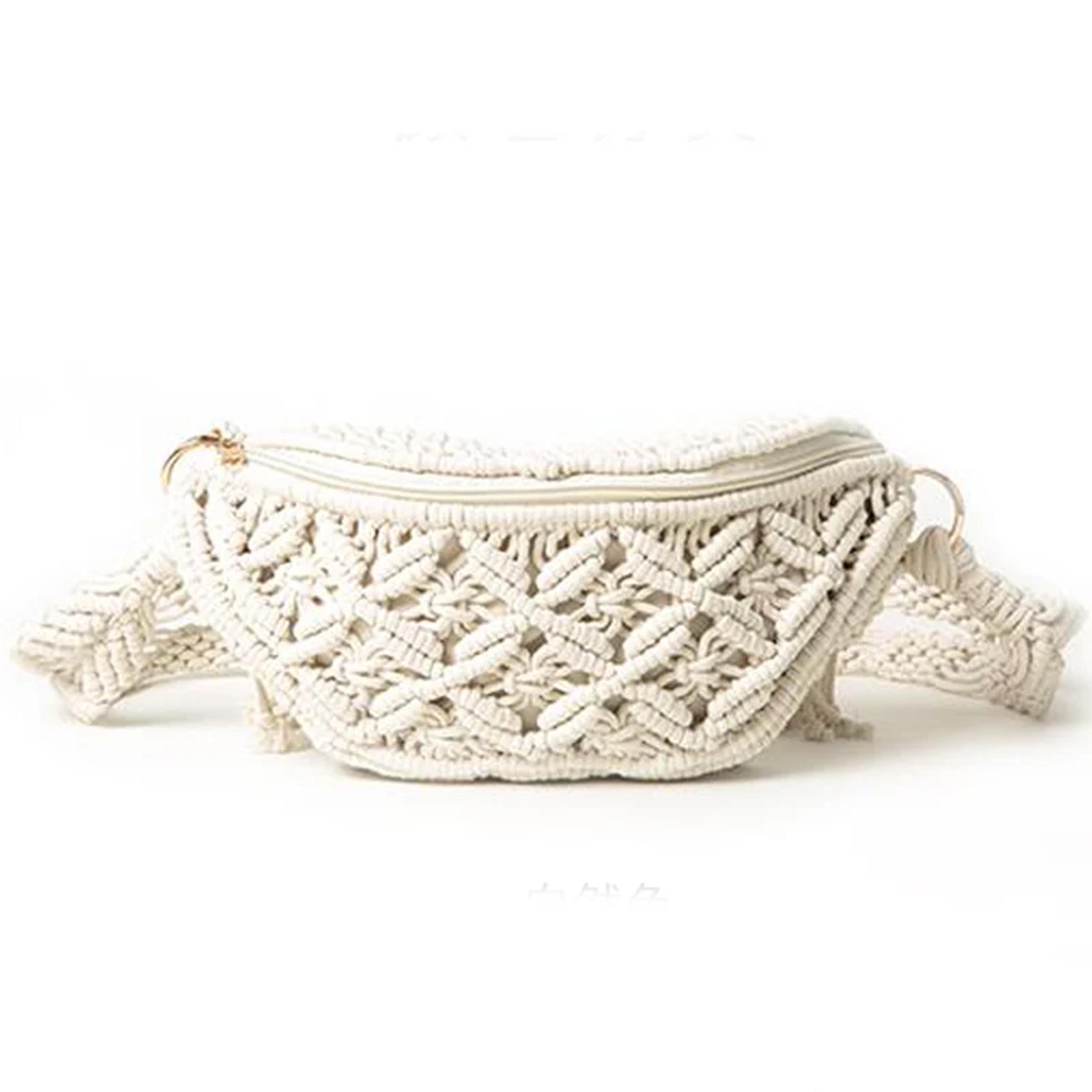 boho crochet waist bag for women knitted fanny pack & summer crossbody bag