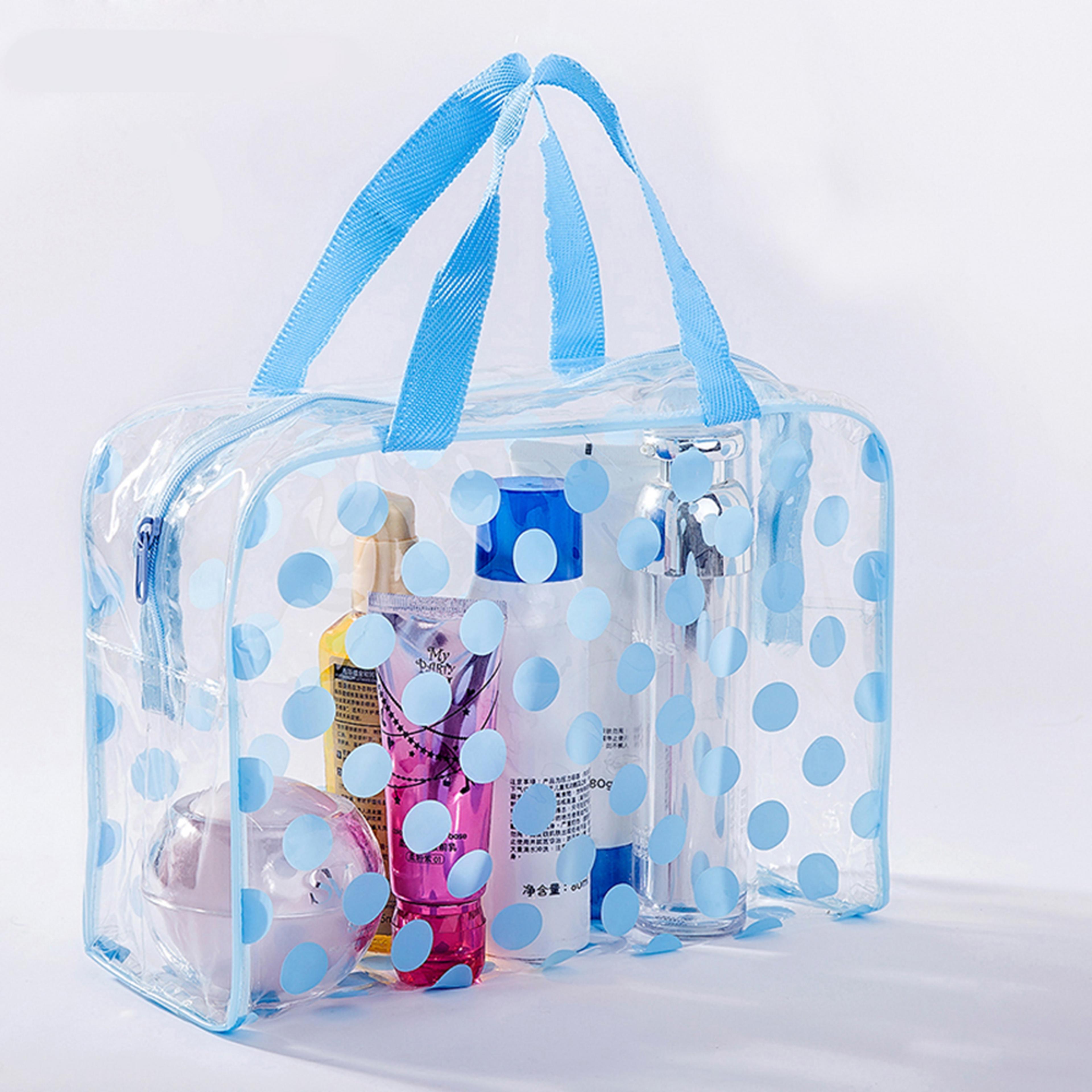 clear polka dot makeup bag water proof pvc travel cosmetic organizer