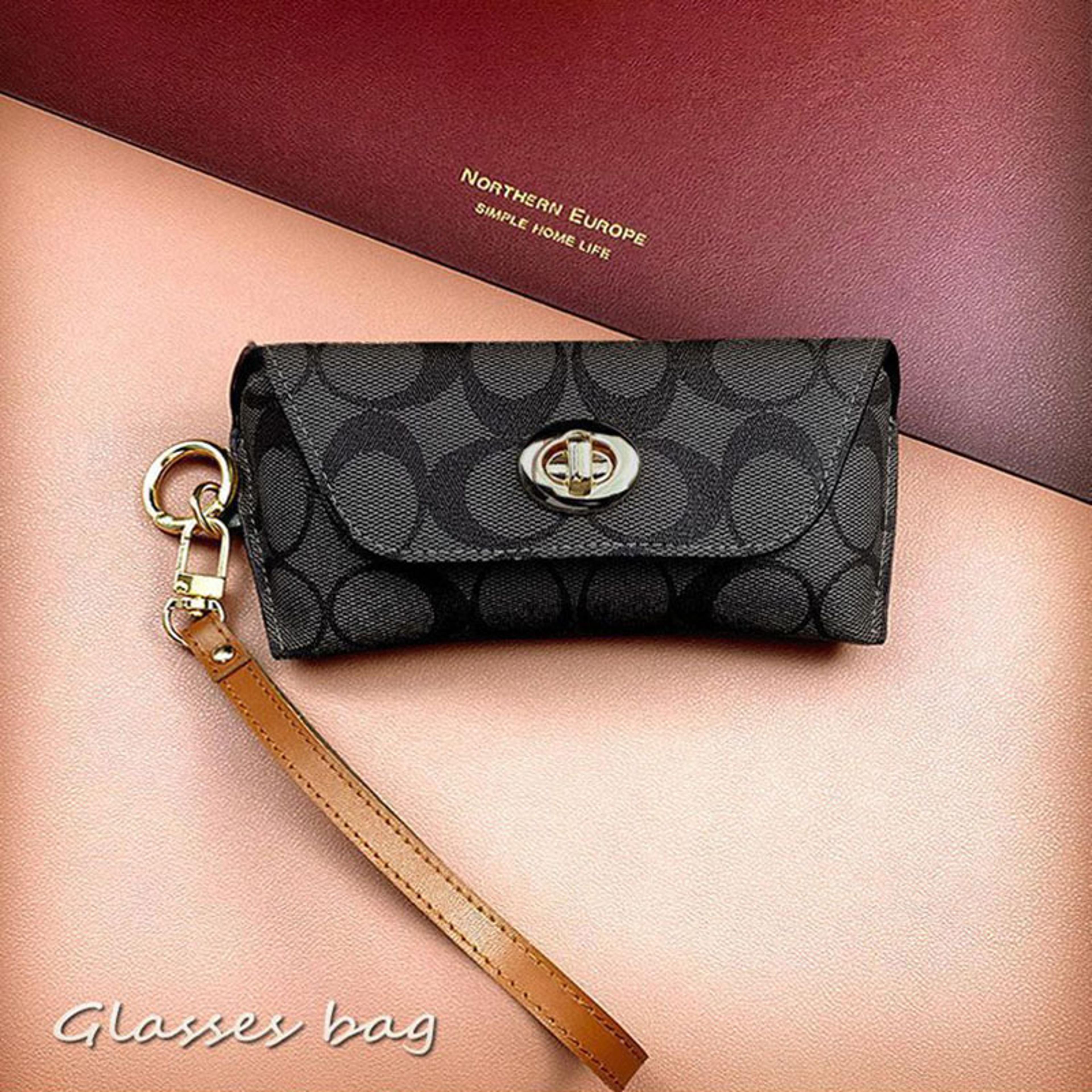 retro drop proof sunglasses case with gold pendant portable eyeglasses storage