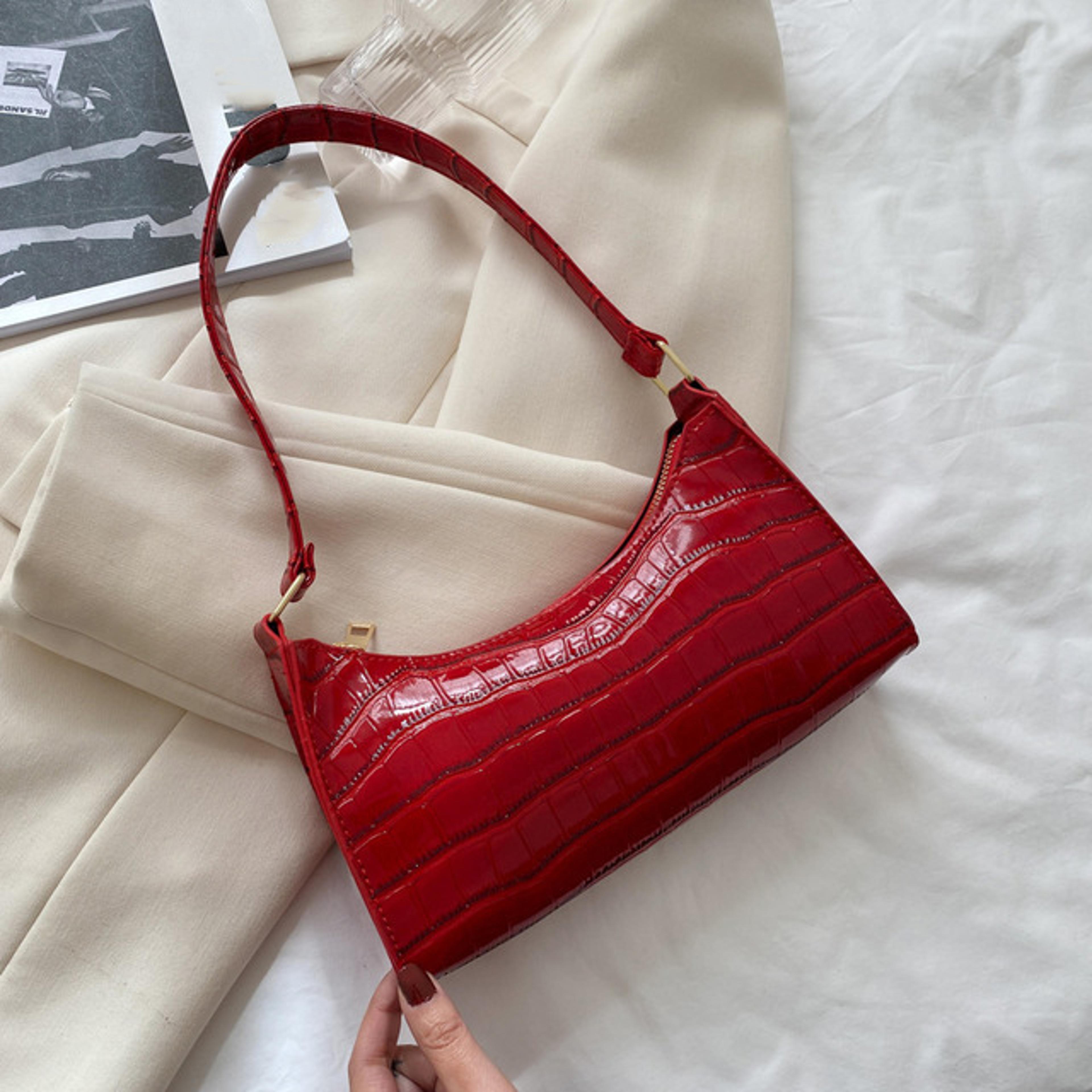 chic crocodile pattern pu leather shoulder bag for women small underarm purse