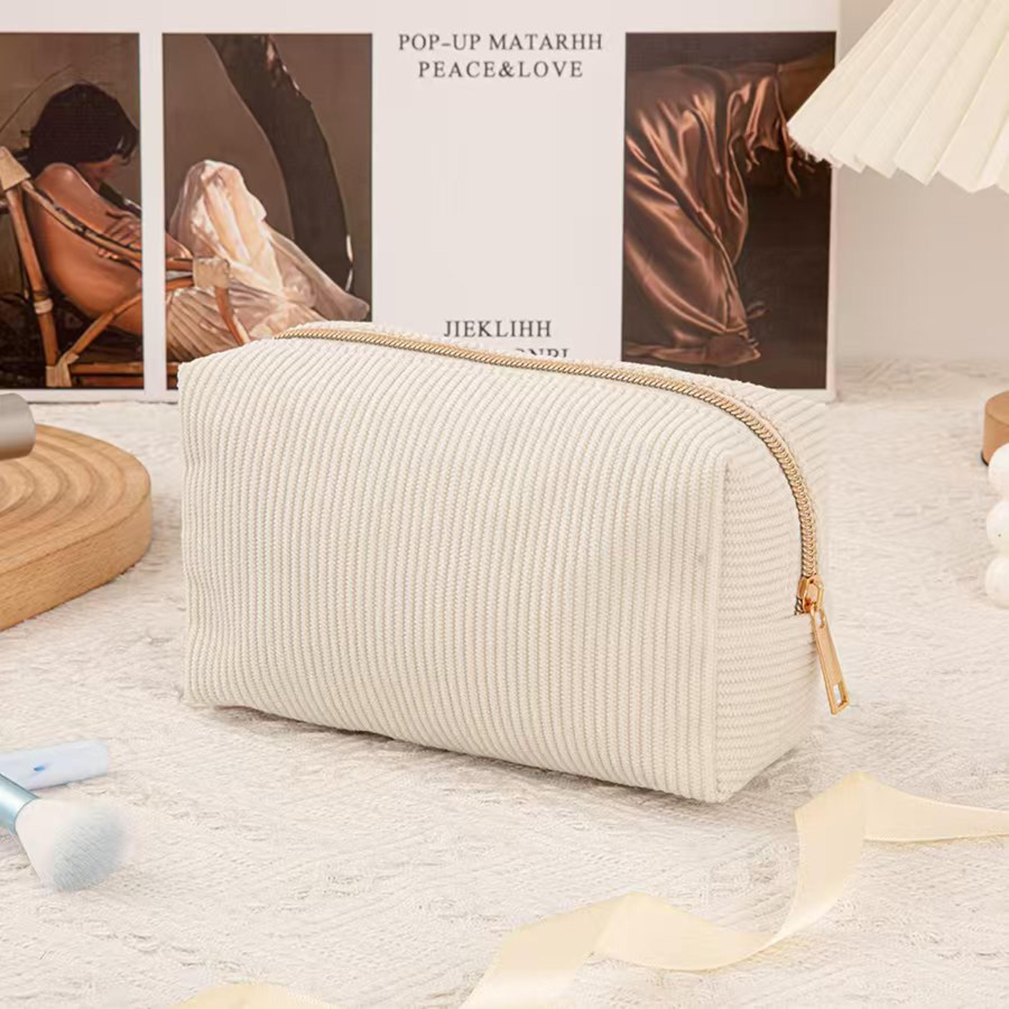 cute corduroy makeup bag spacious cosmetic pouch and pencil case for girls