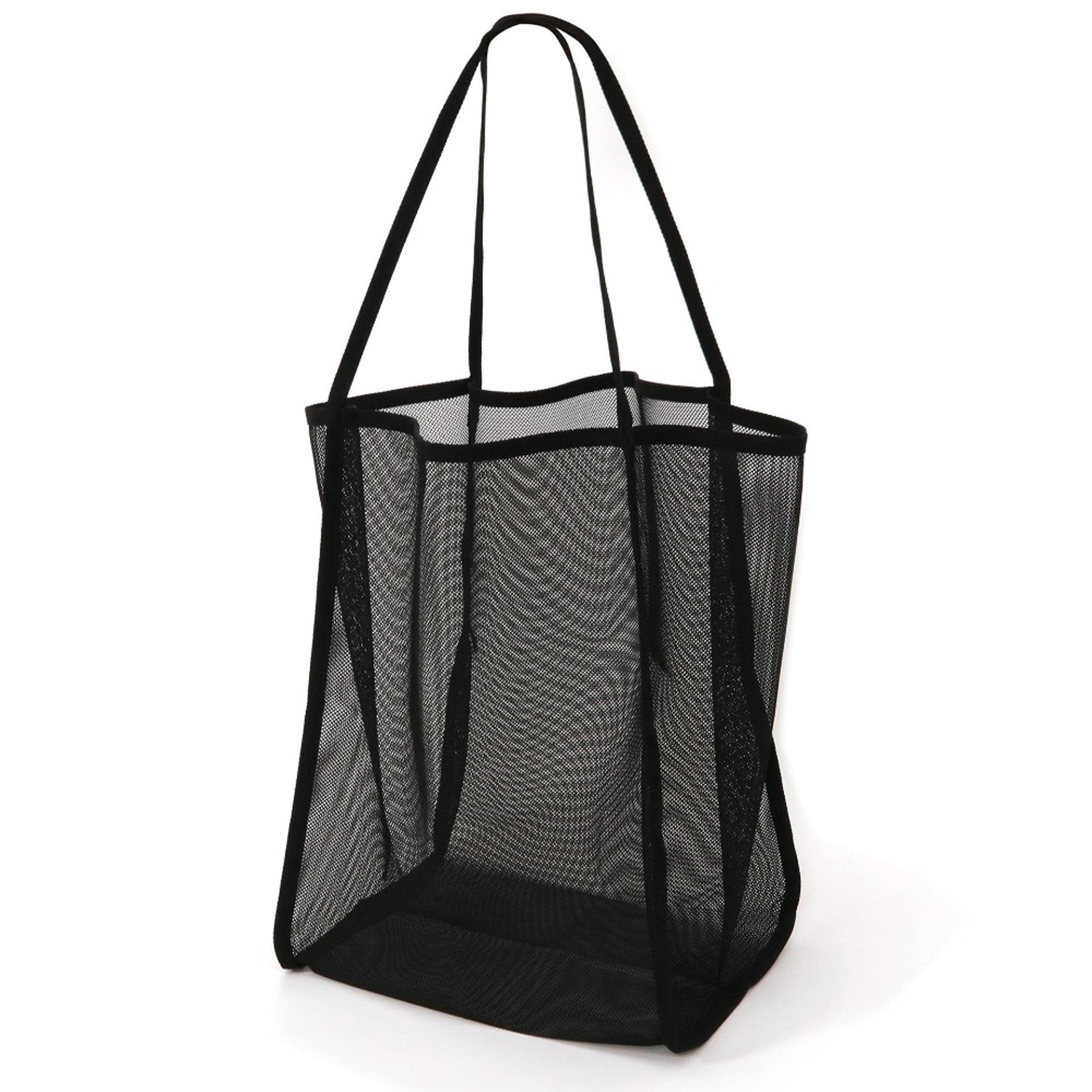 foldable mesh beach tote bag for swimming, toys & easy sand free storage