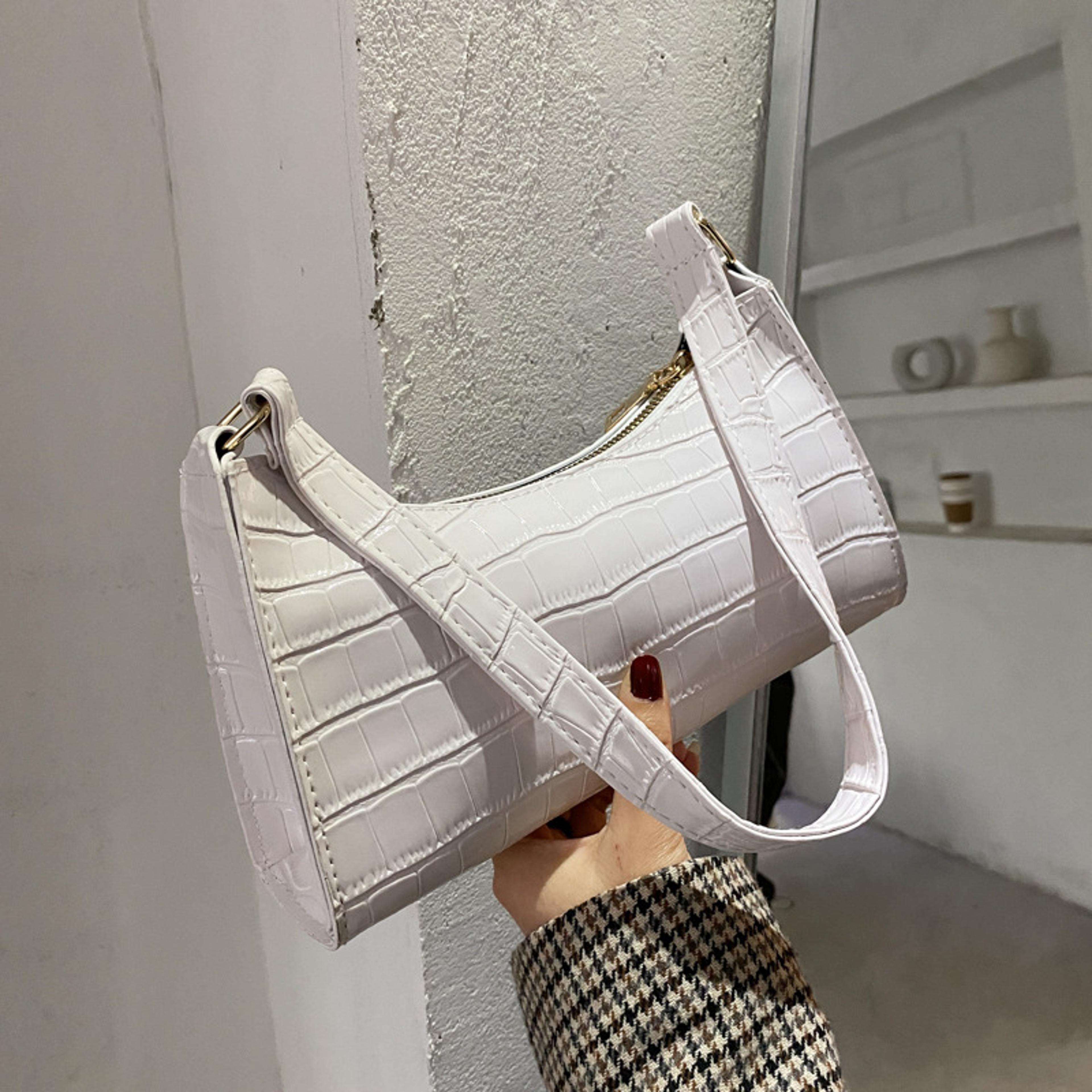 retro crocodile shoulder bag for women vintage pu leather underarm purse