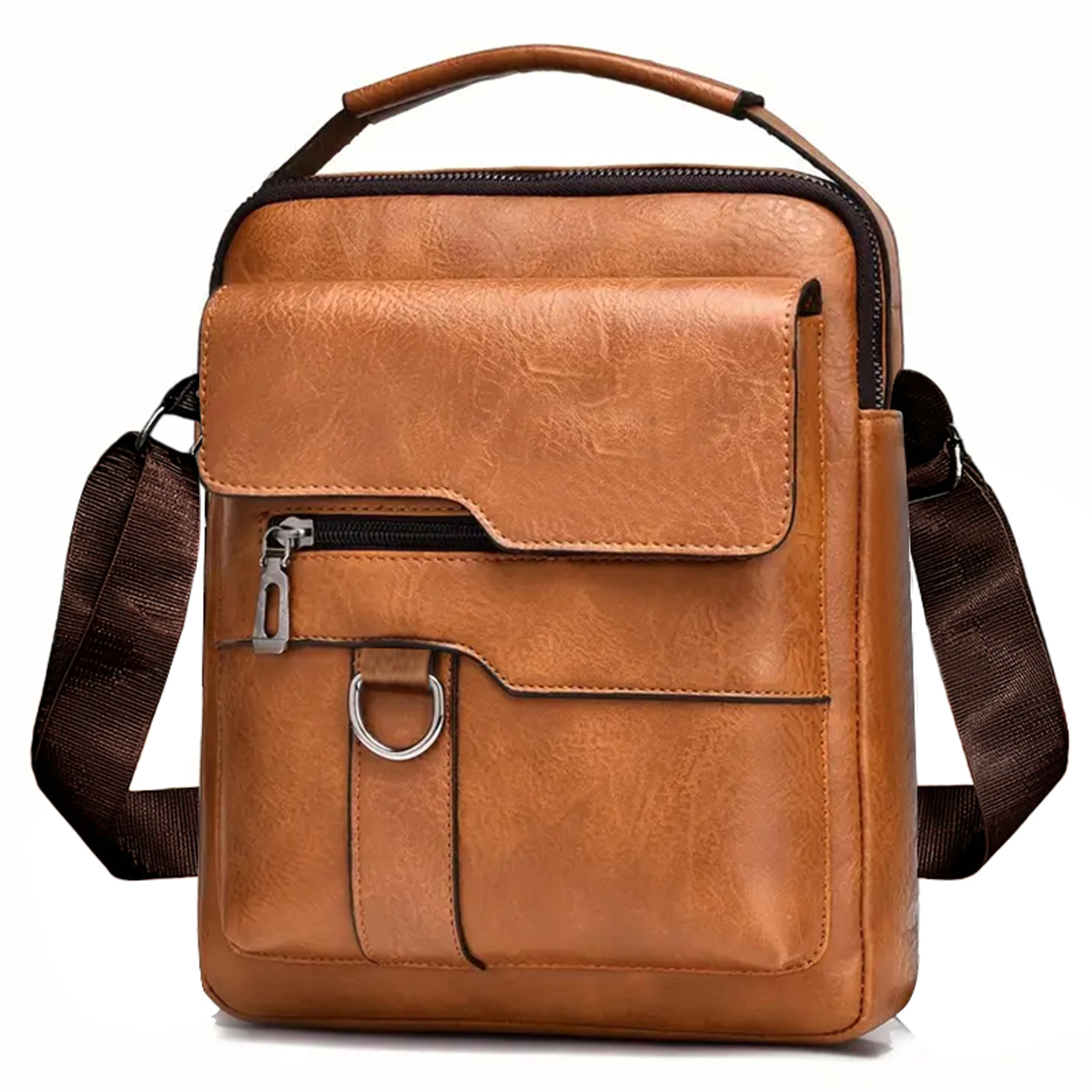 unisex pu leather crossbody bag for business, travel and everyday carry