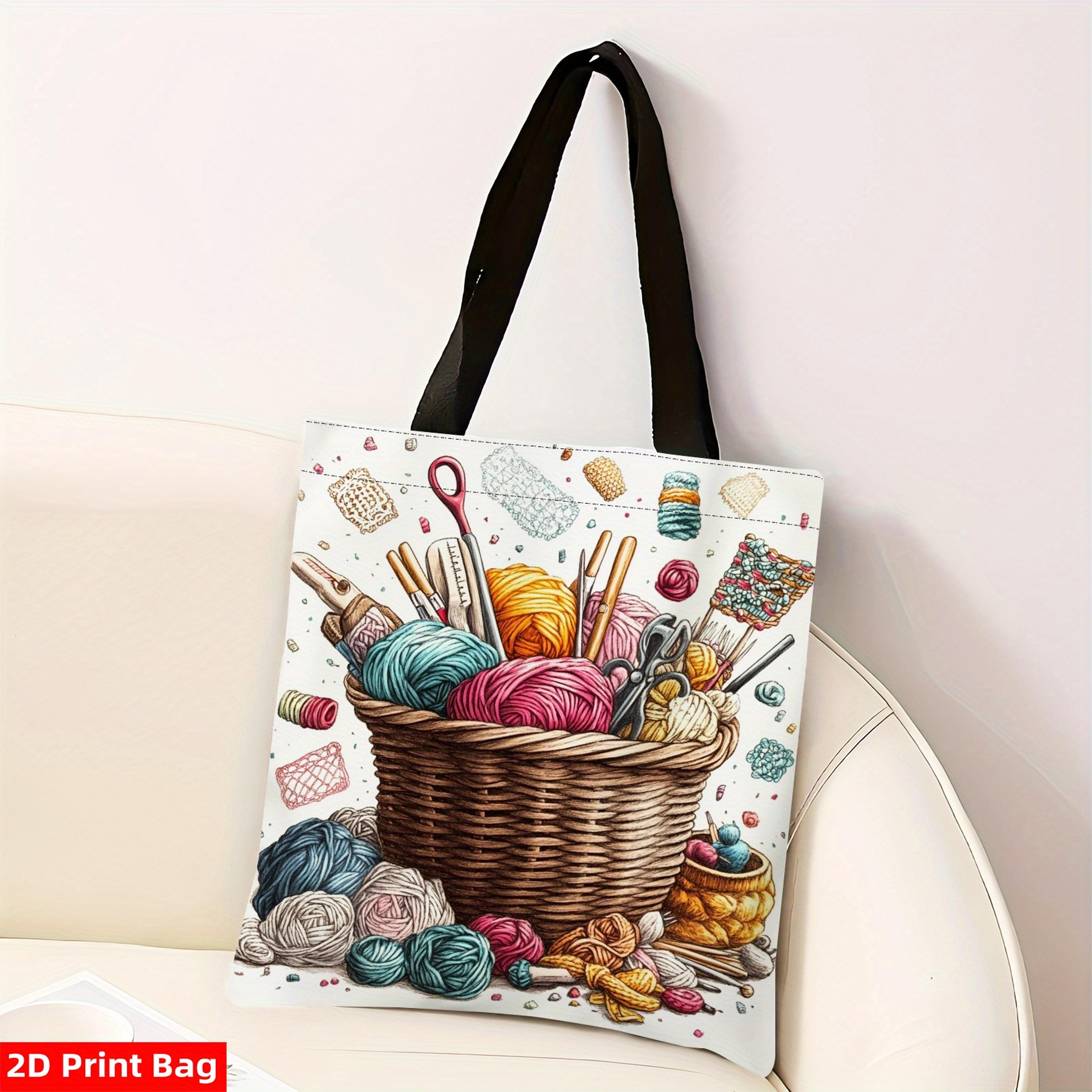 knitting & crochet project tote bag durable yarn craft shoulder bag for women