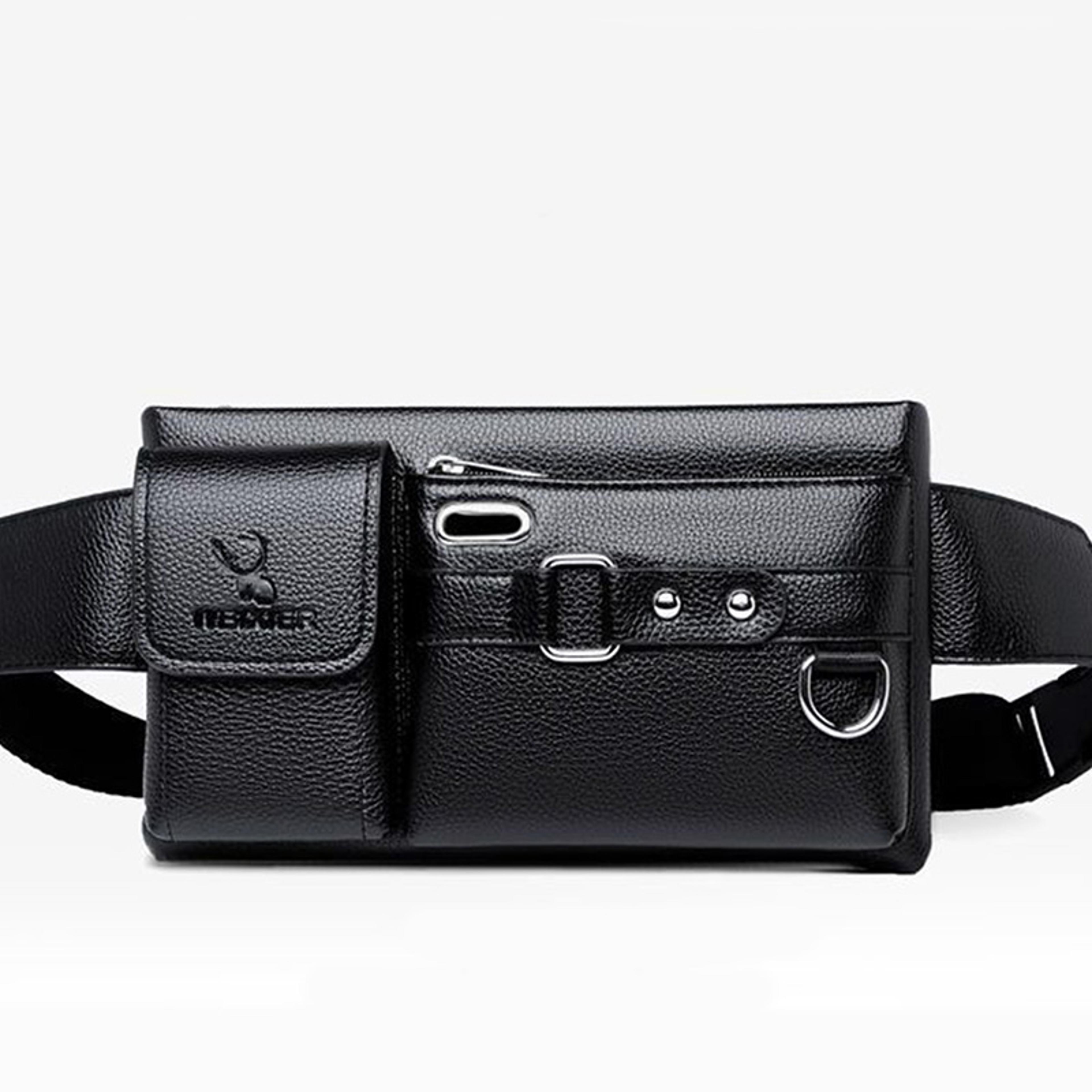 mens pu leather crossbody fanny pack with spacious everyday storage