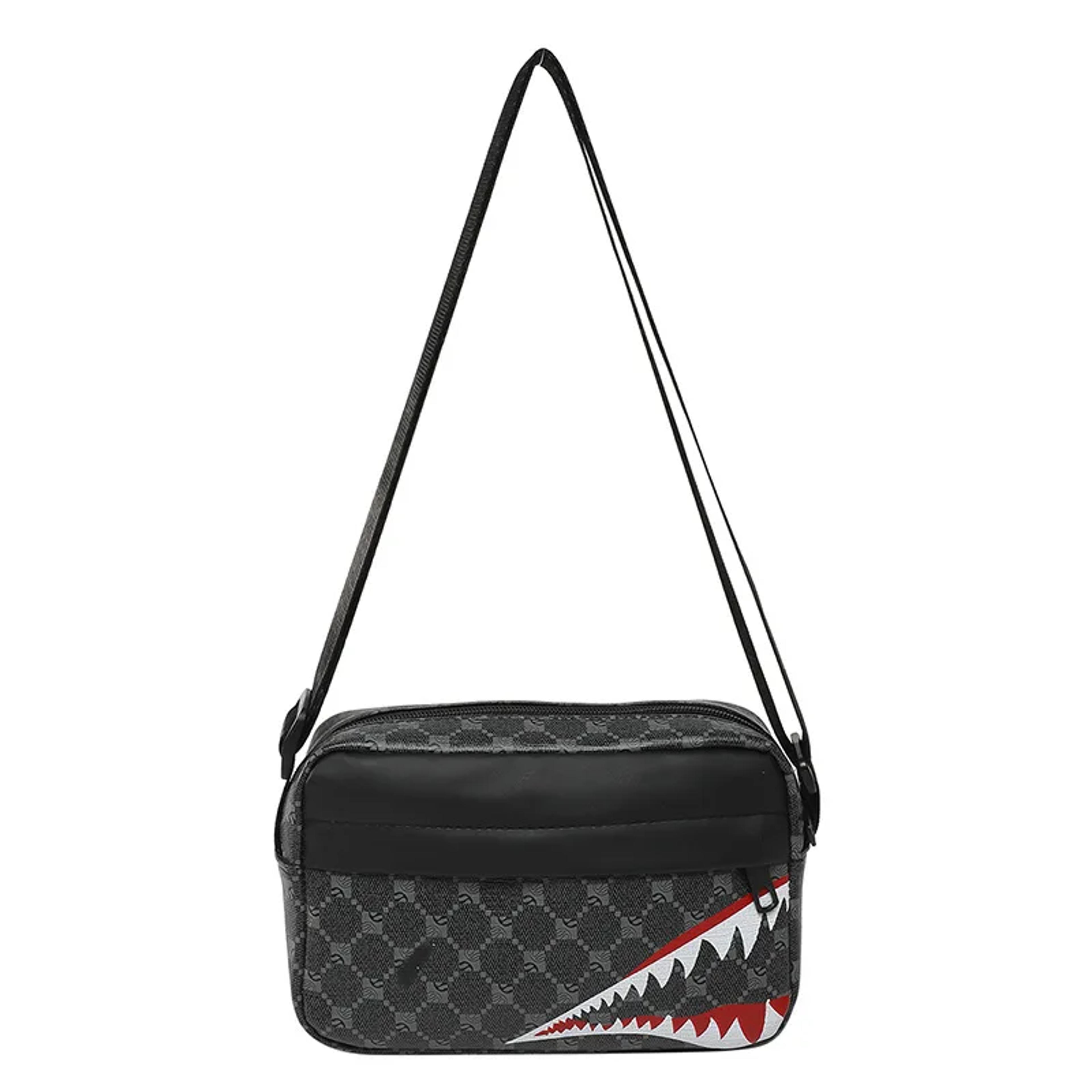 shark mouth crossbody bag with adjustable strap and compact everyday storage