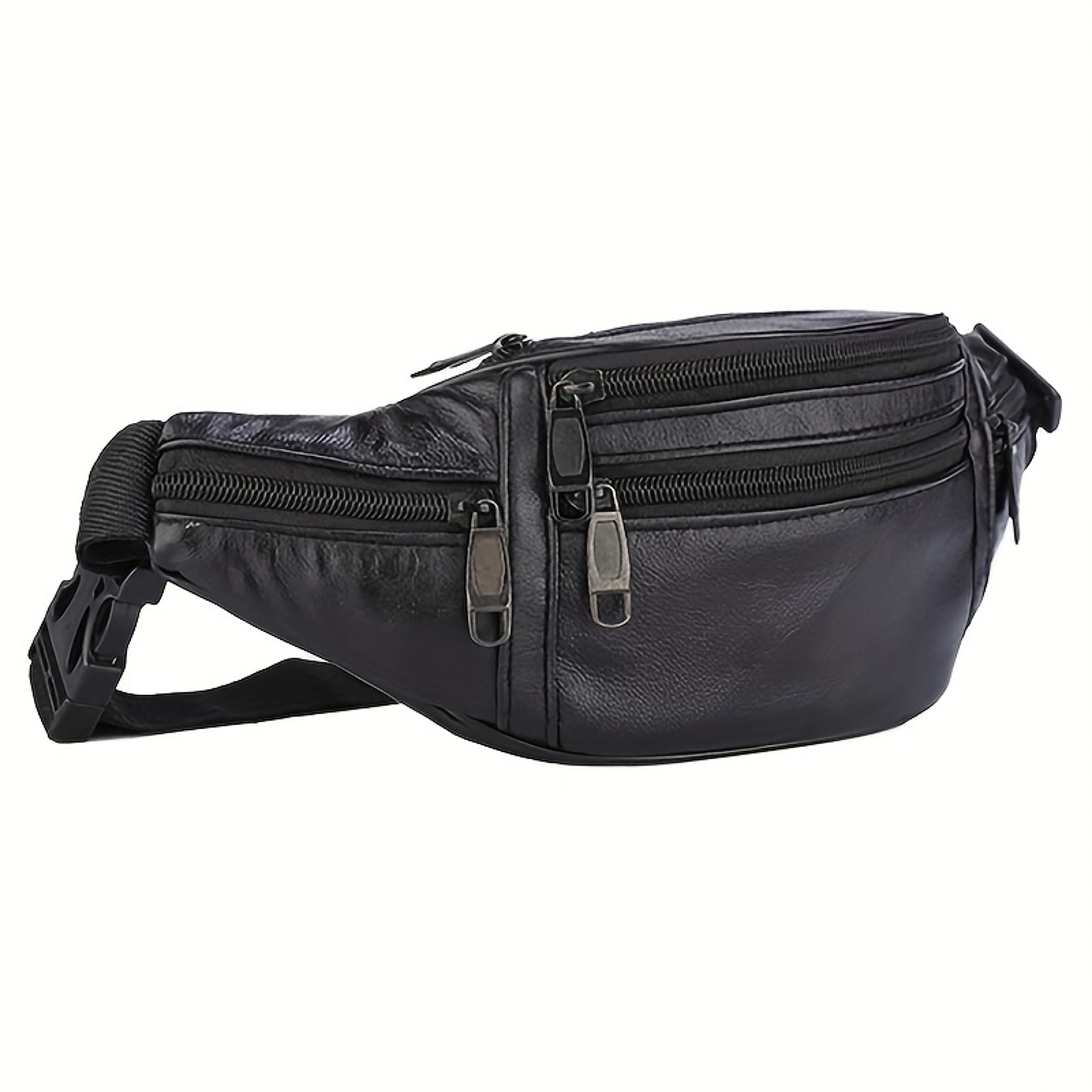 leather fanny pack crossbody waist bag for travel, walking and running