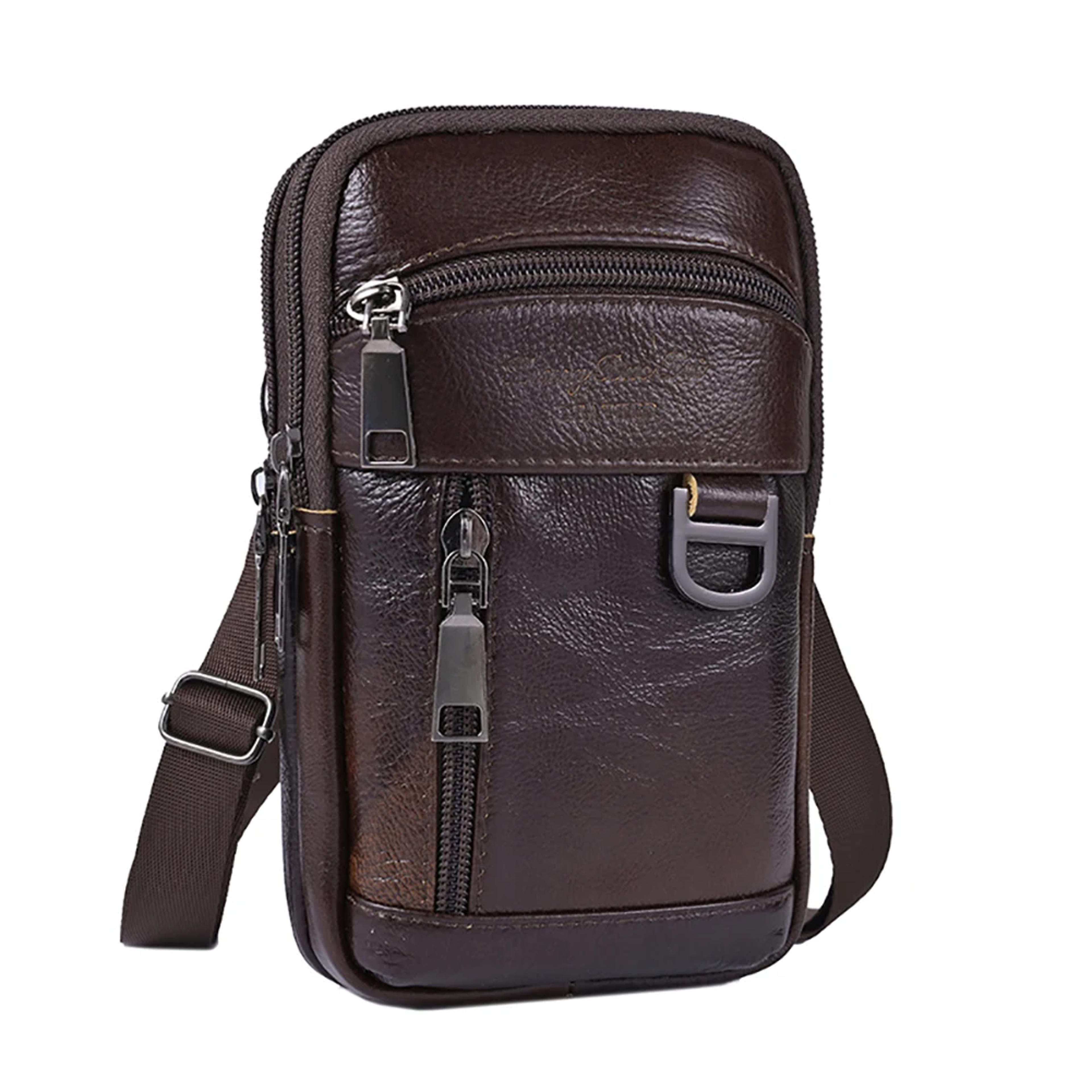 vintage mens leather crossbody bag water proof light weight travel sling bag