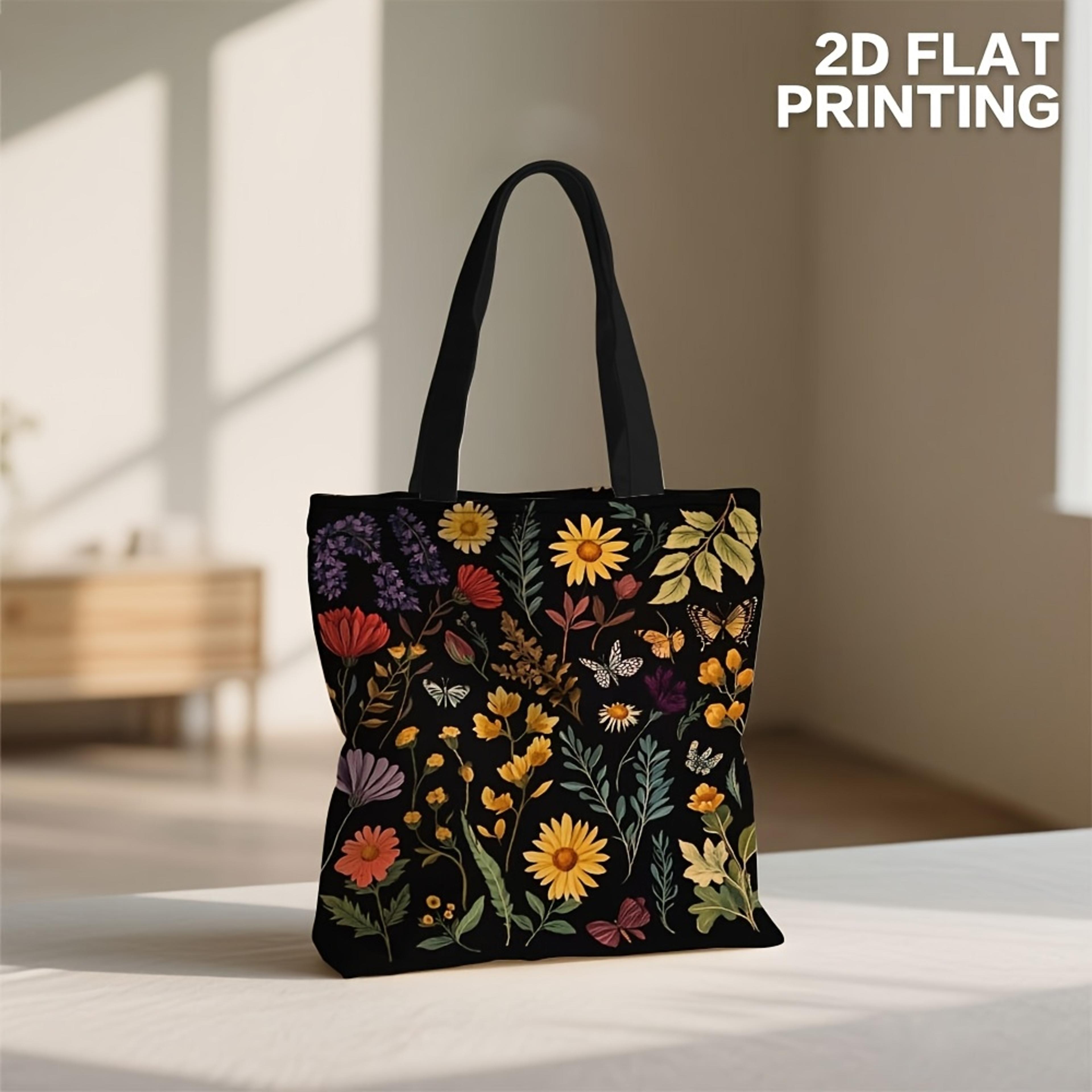 autumn bloom floral shoulder bag for women with butterfly print