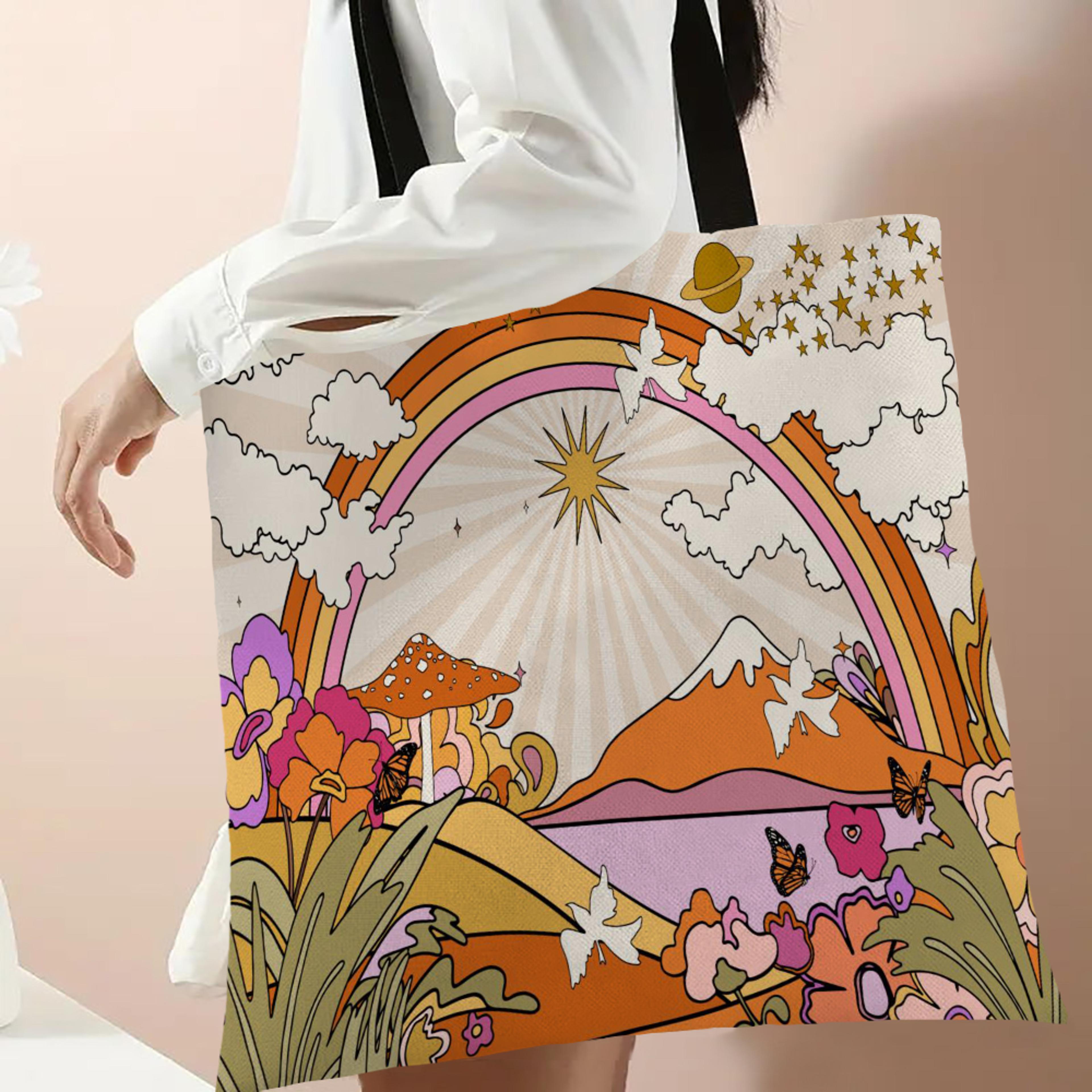 cute mushroom tote bag large reusable shopping bag for everyday carry