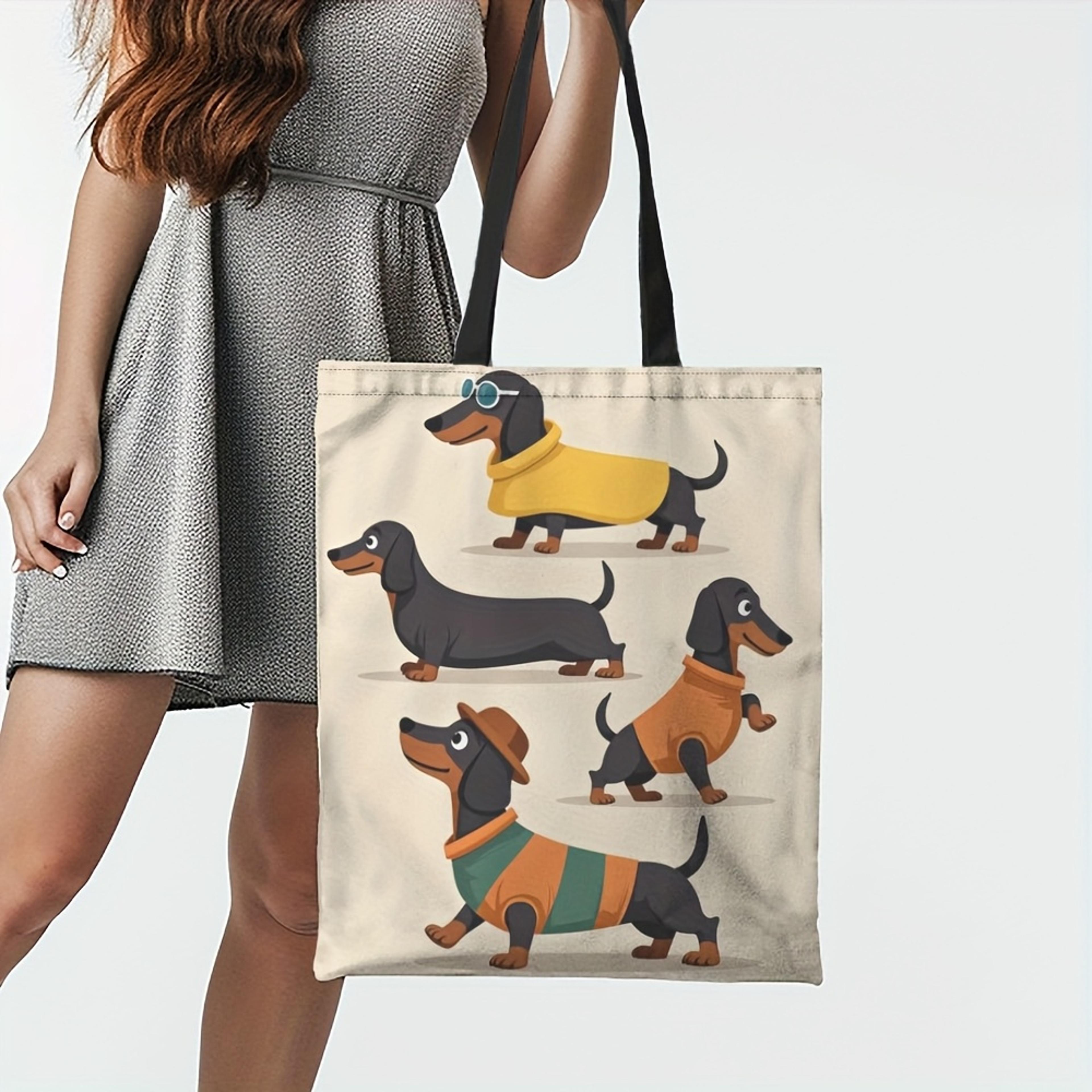 chic dachshund tote bag large capacity reusable shopping and everyday shoulder bag