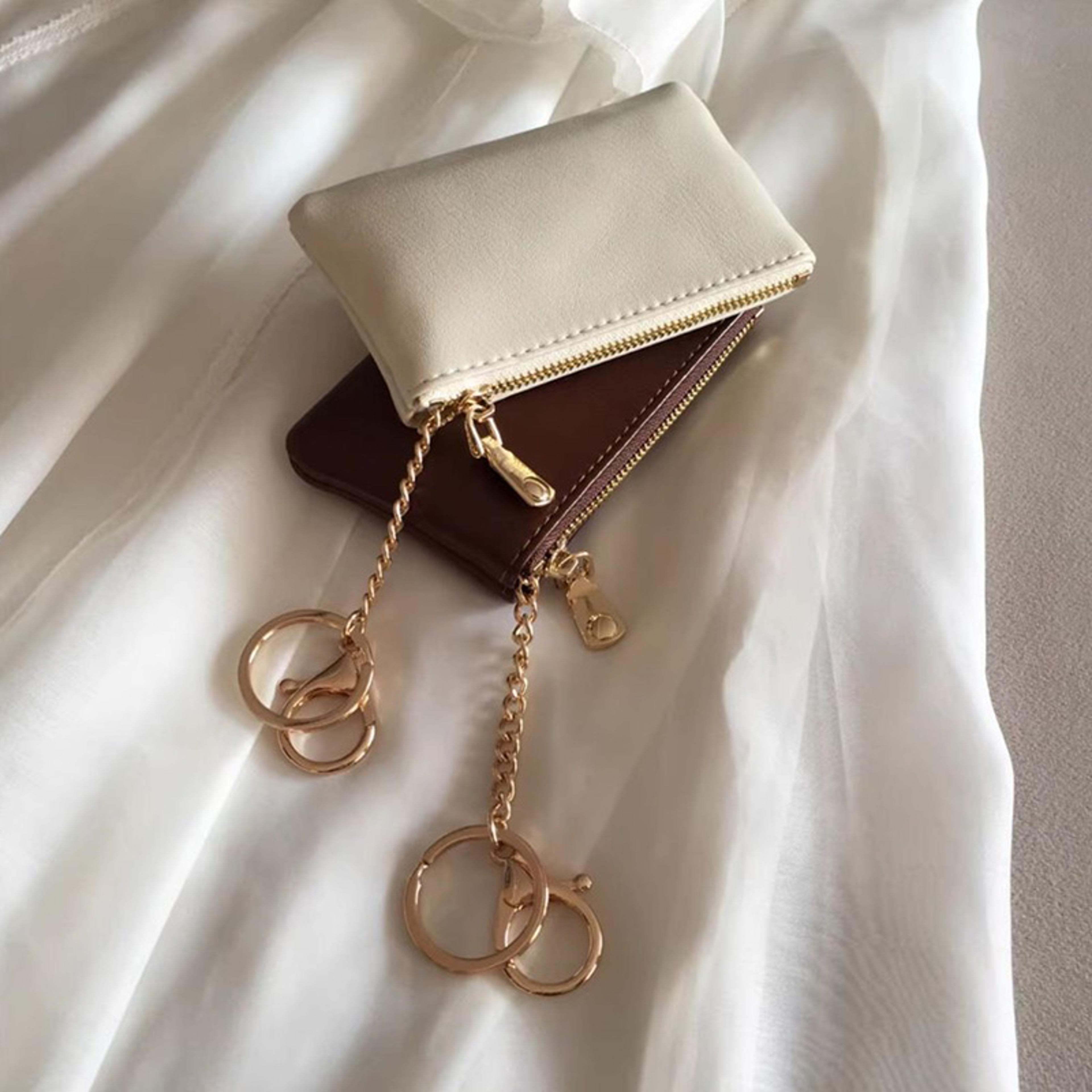 mini pu leather coin purse keychain wallet for women