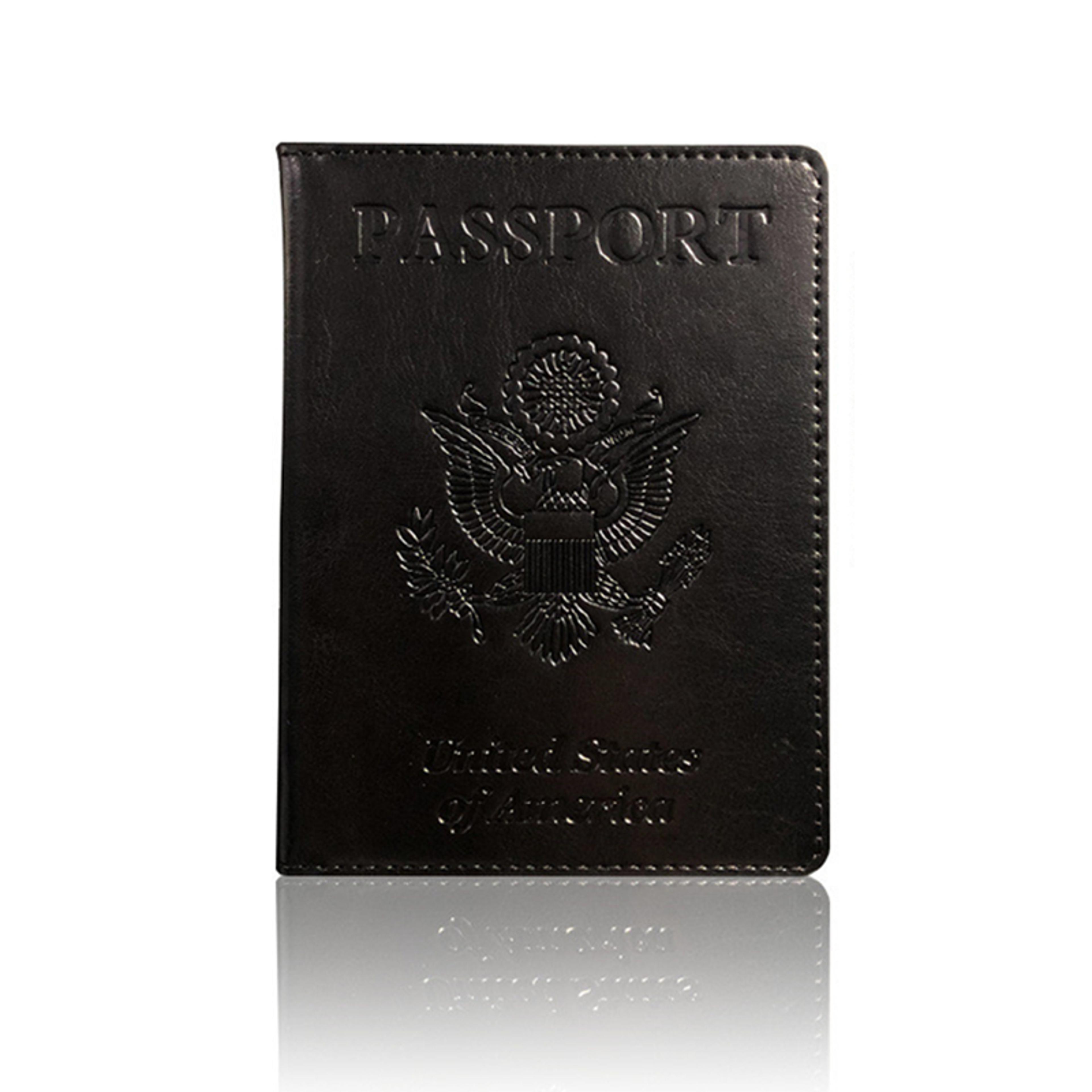 blocking passport holder travel wallet with leather card case