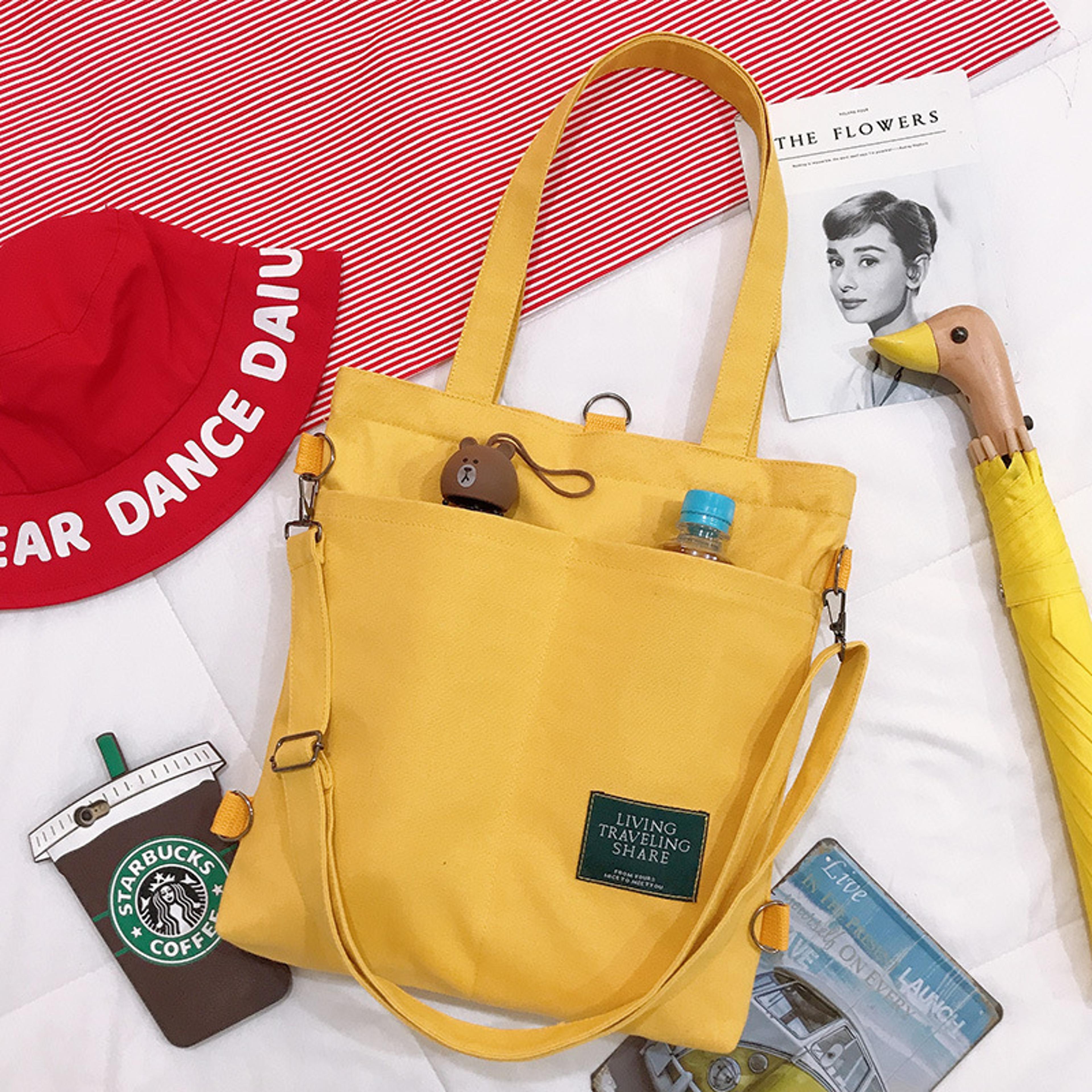 canvas tote bag for women light weight college shoulder bag with zipper