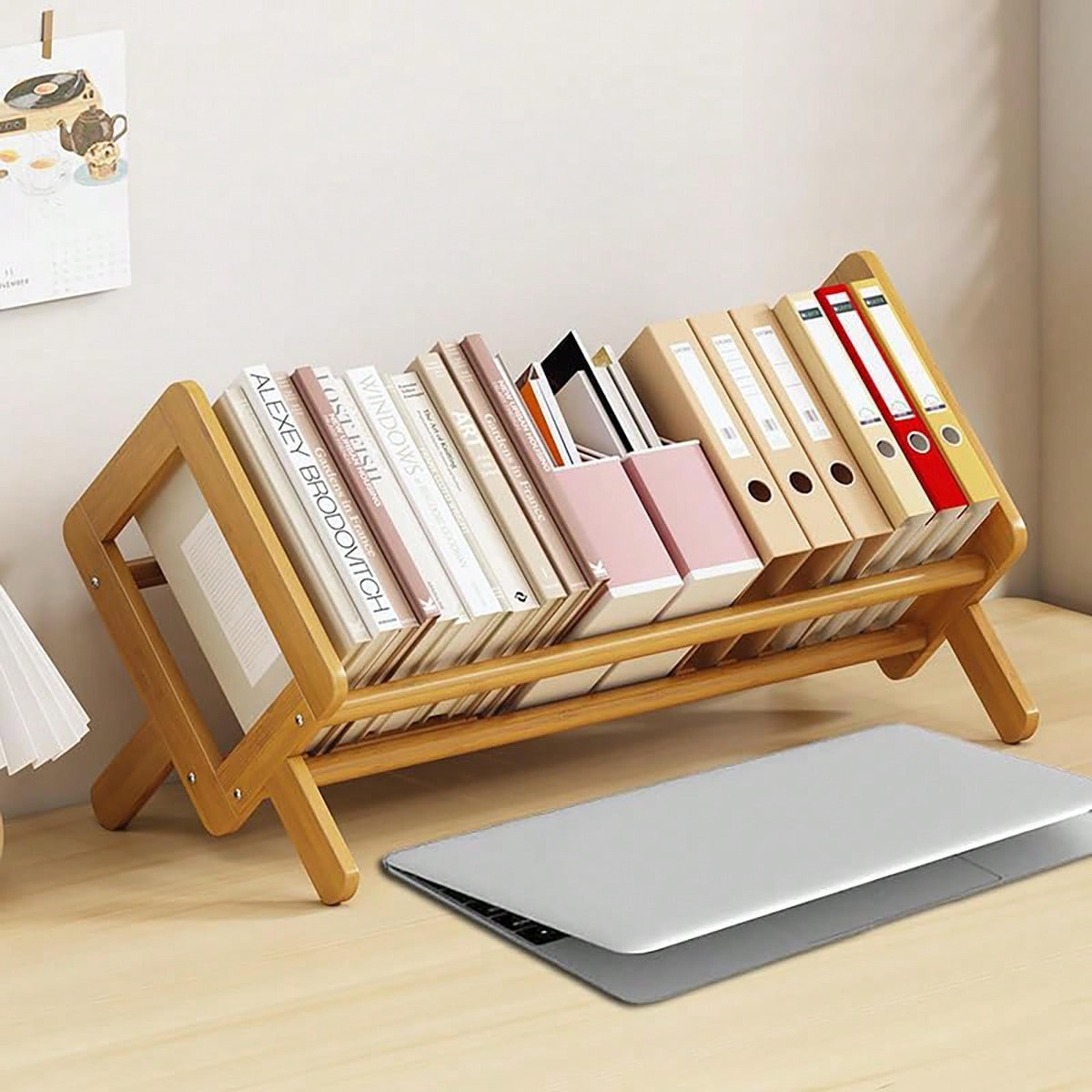 bamboo desktop bookshelf and space saving desk organizer shelf