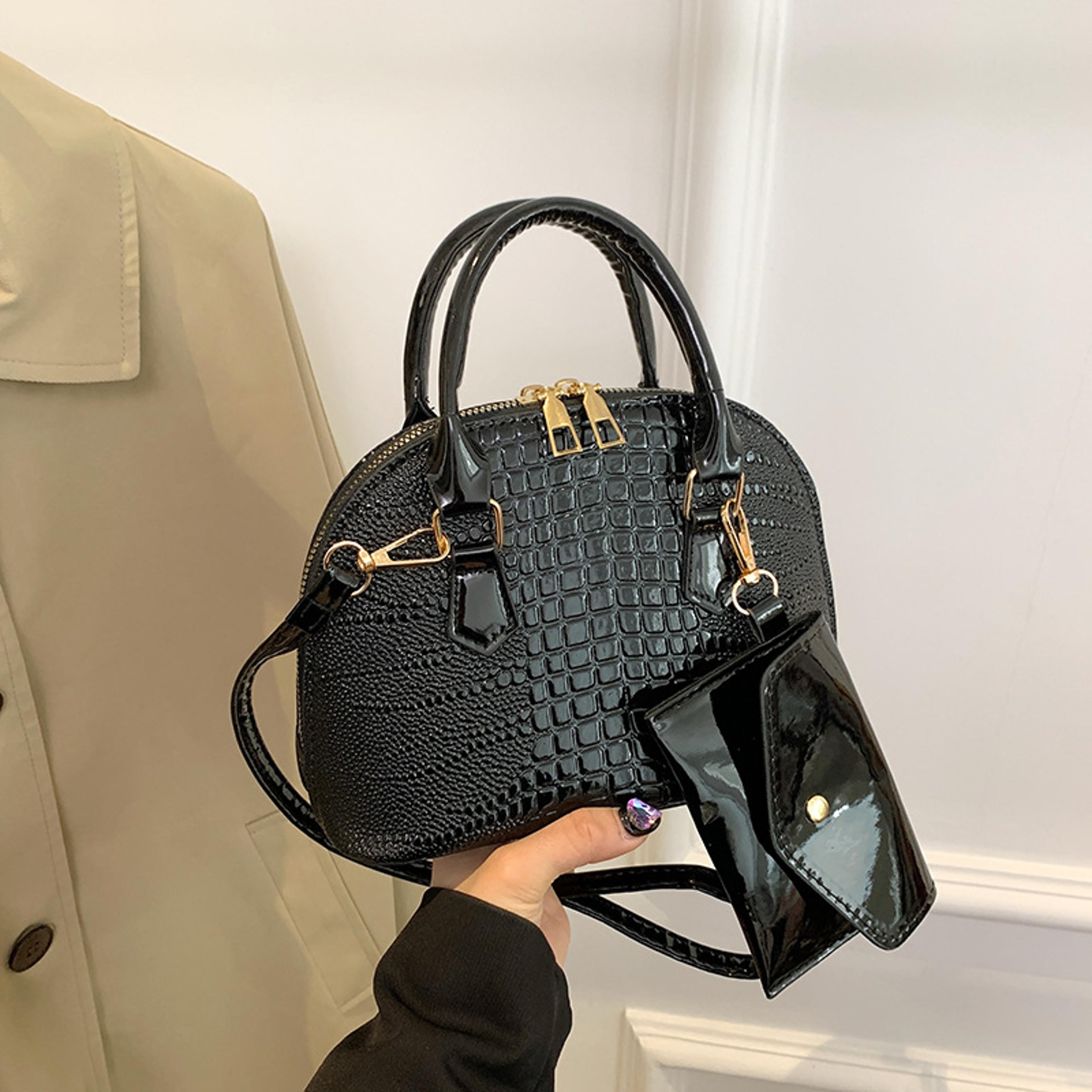 vintage textured crossbody handbag with mini pouch and gold zipper