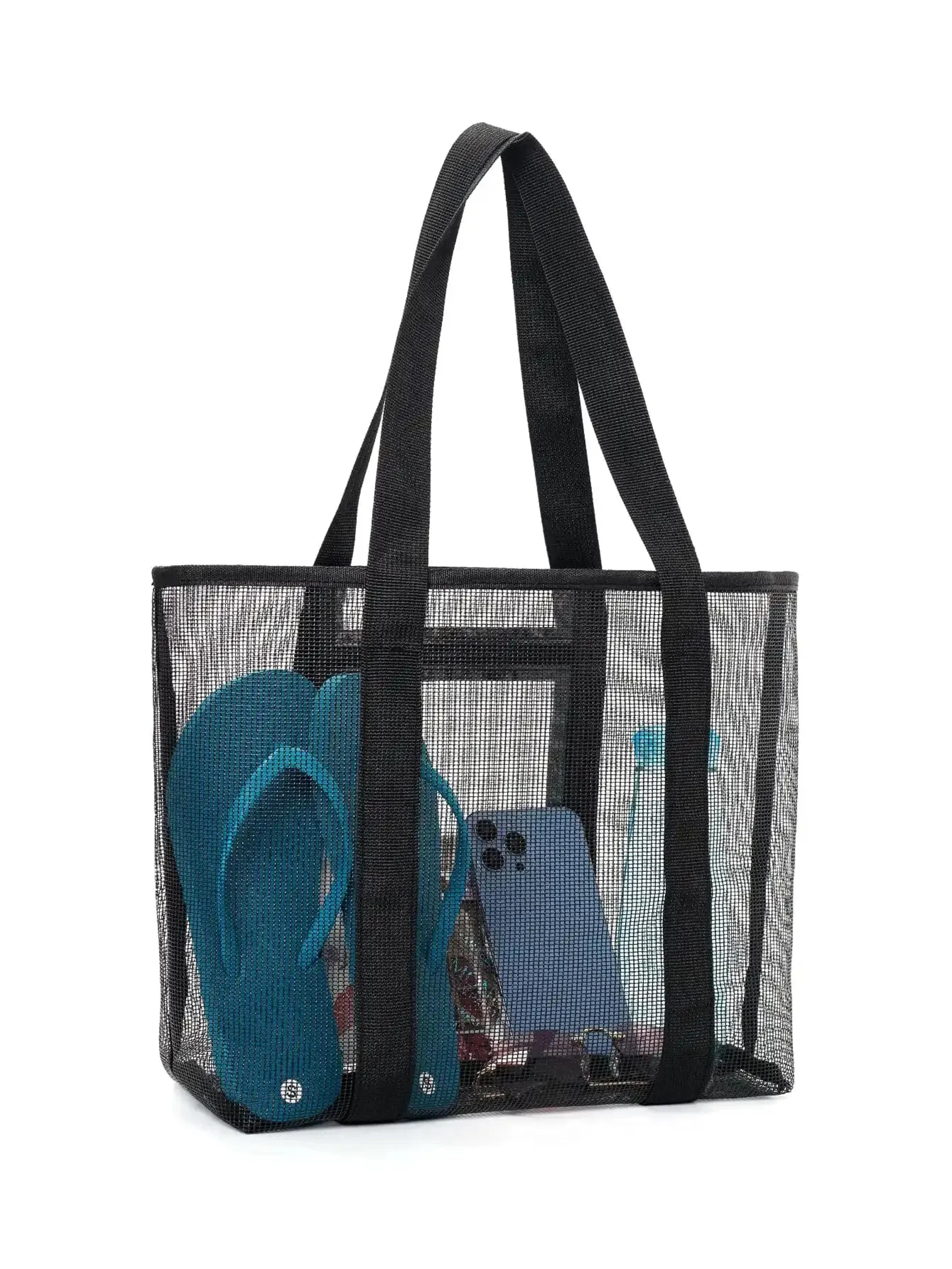 large capacity mesh beach bag light weight travel storage tote for shopping, pool and sports