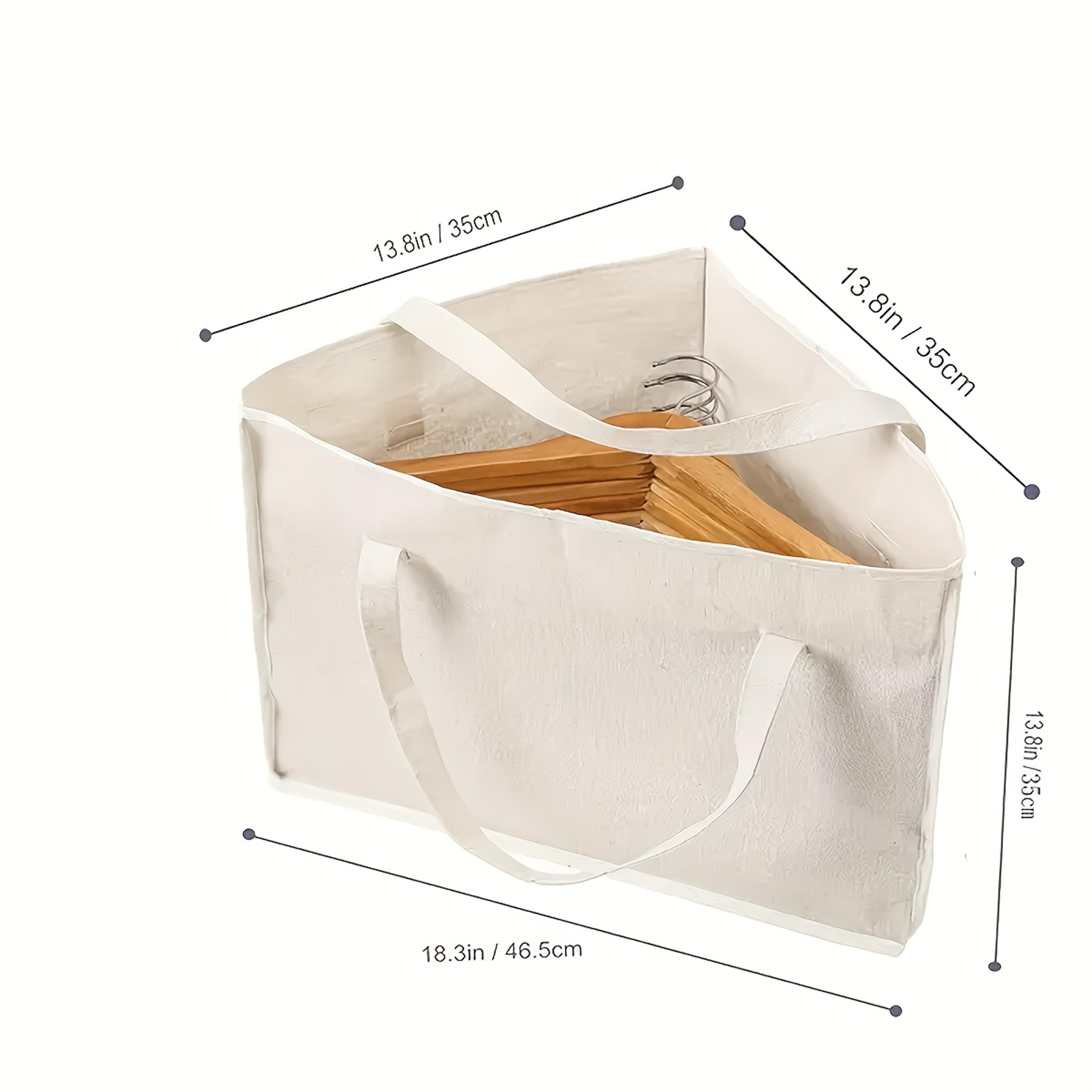 triangular hanger storage bag with handles and stable base for closet organization