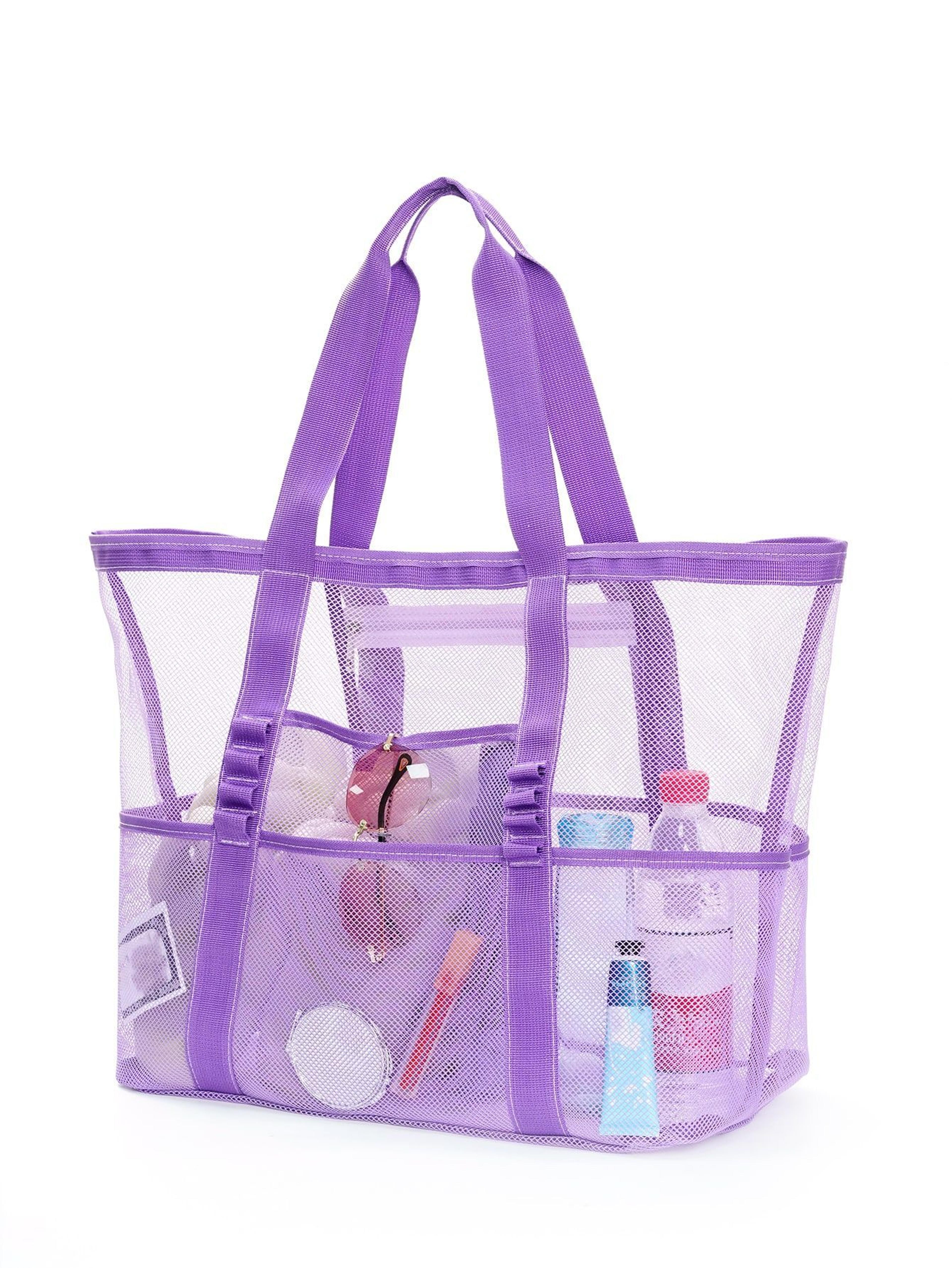 breath able mesh beach tote bag for pool, swim & vacation essentials
