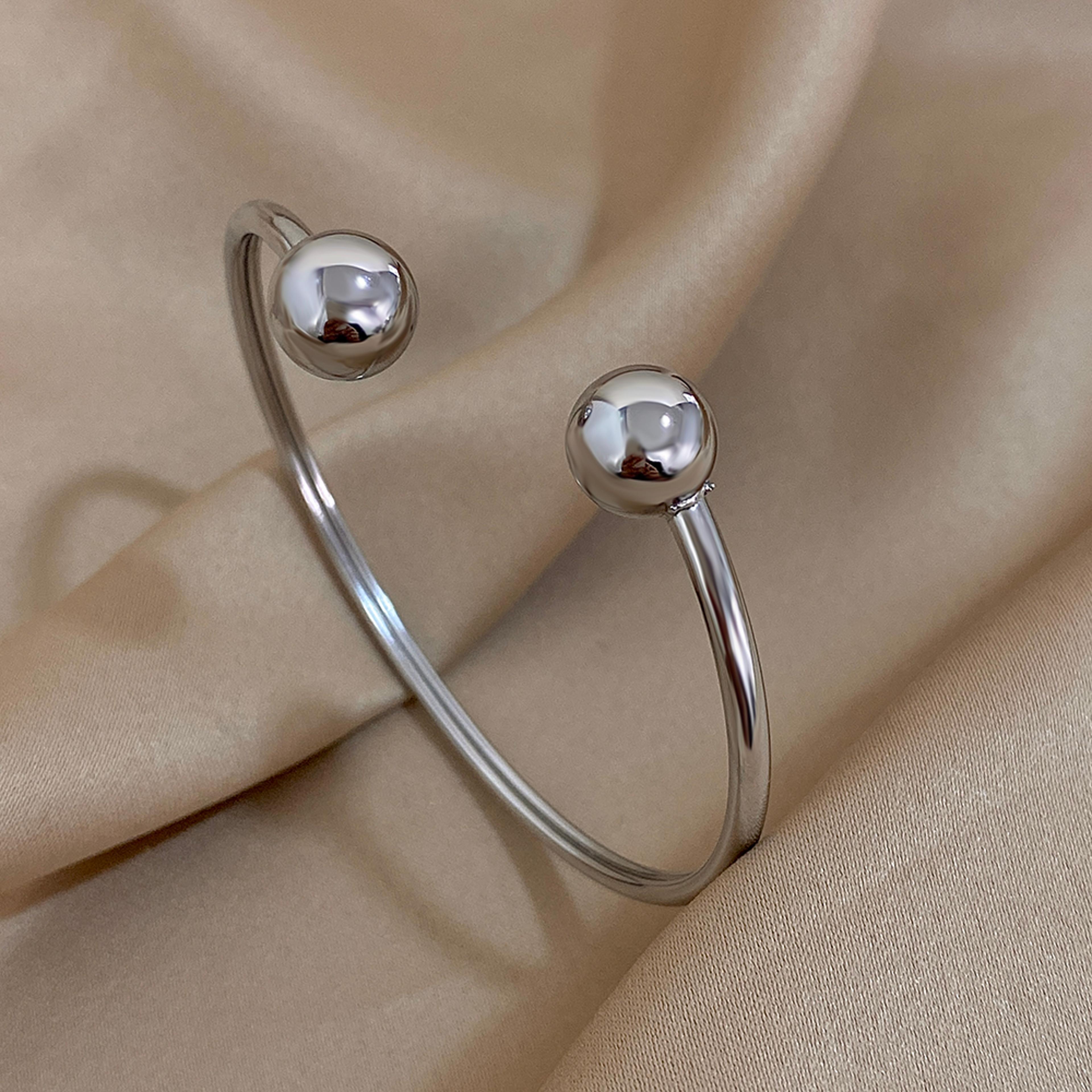 minimalist stainless steel cuff bracelet waterproof unisex bead bangle
