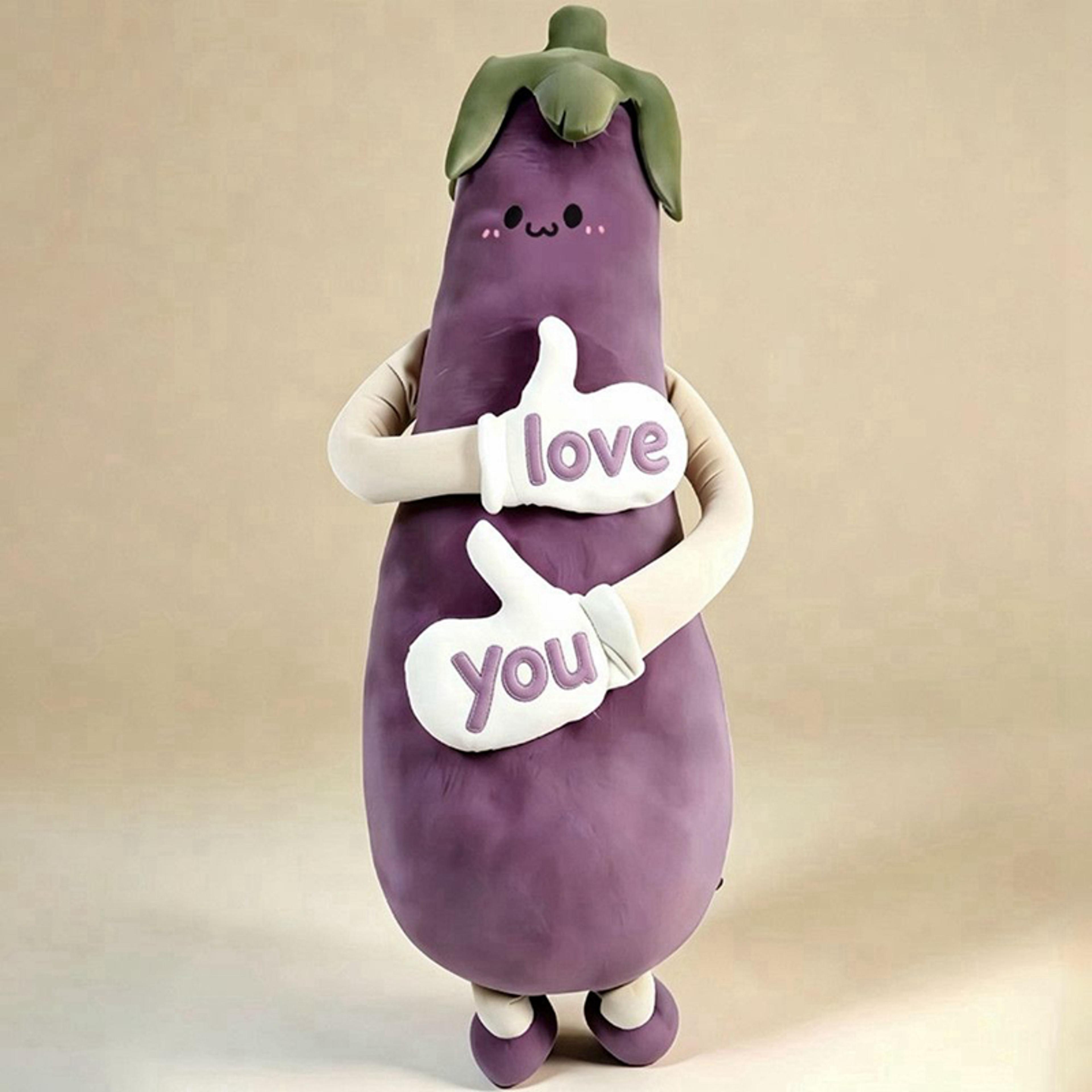 mango plush pillow and eggplant plush pillow soft long body hugging cushion