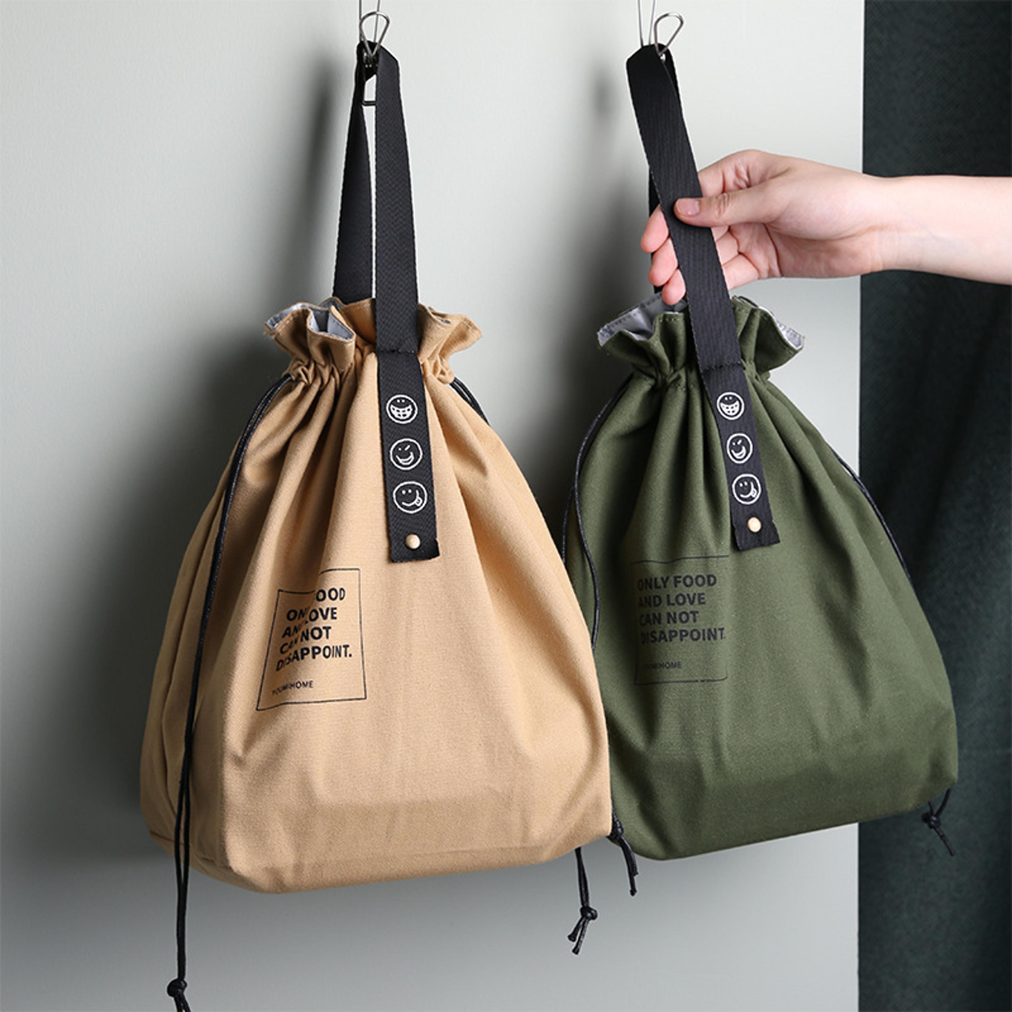 insulated lunch bag with drawstring portable bento bag for work, school & picnics