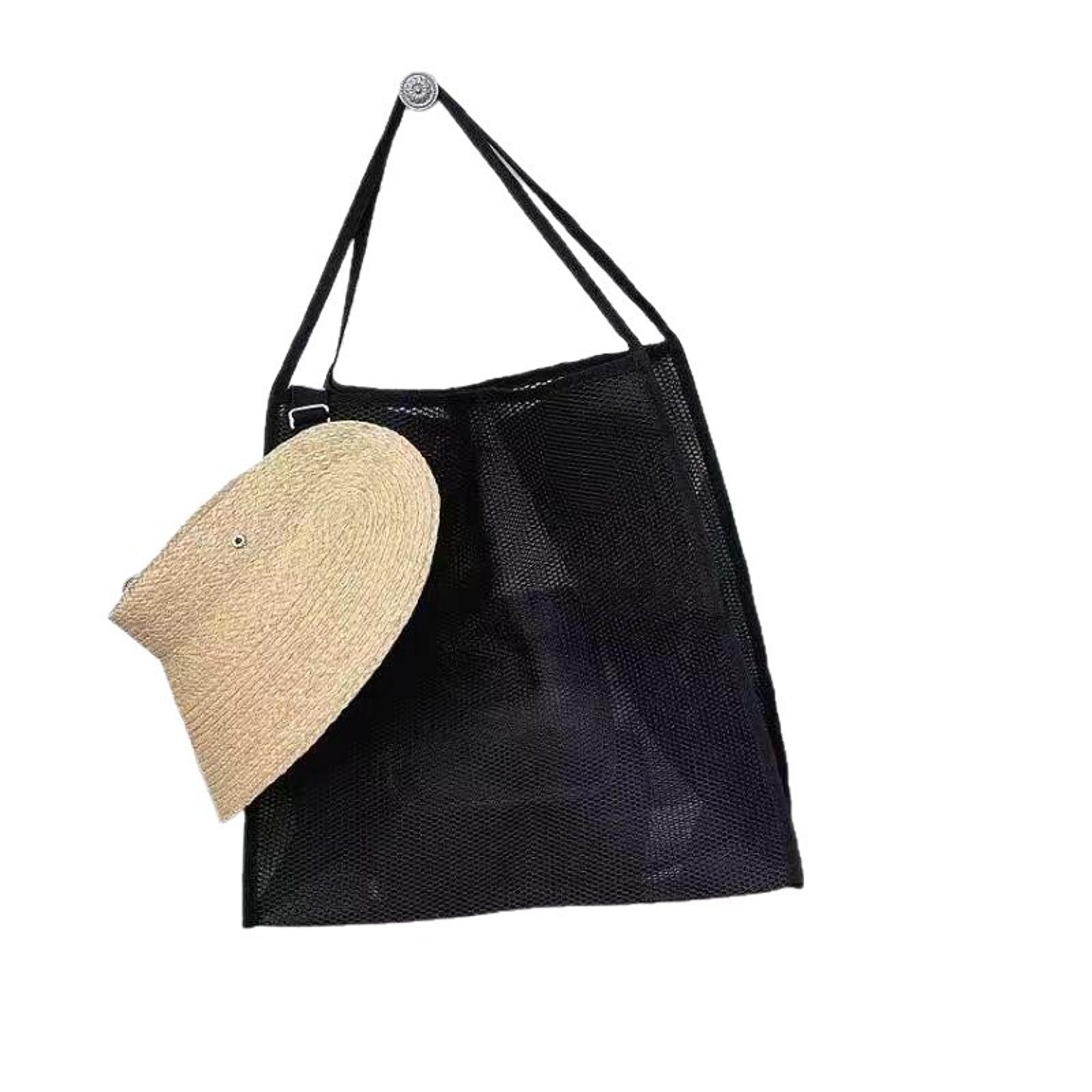 large mesh beach bag with zipper pocket, family pool bag for toys, towels and travel