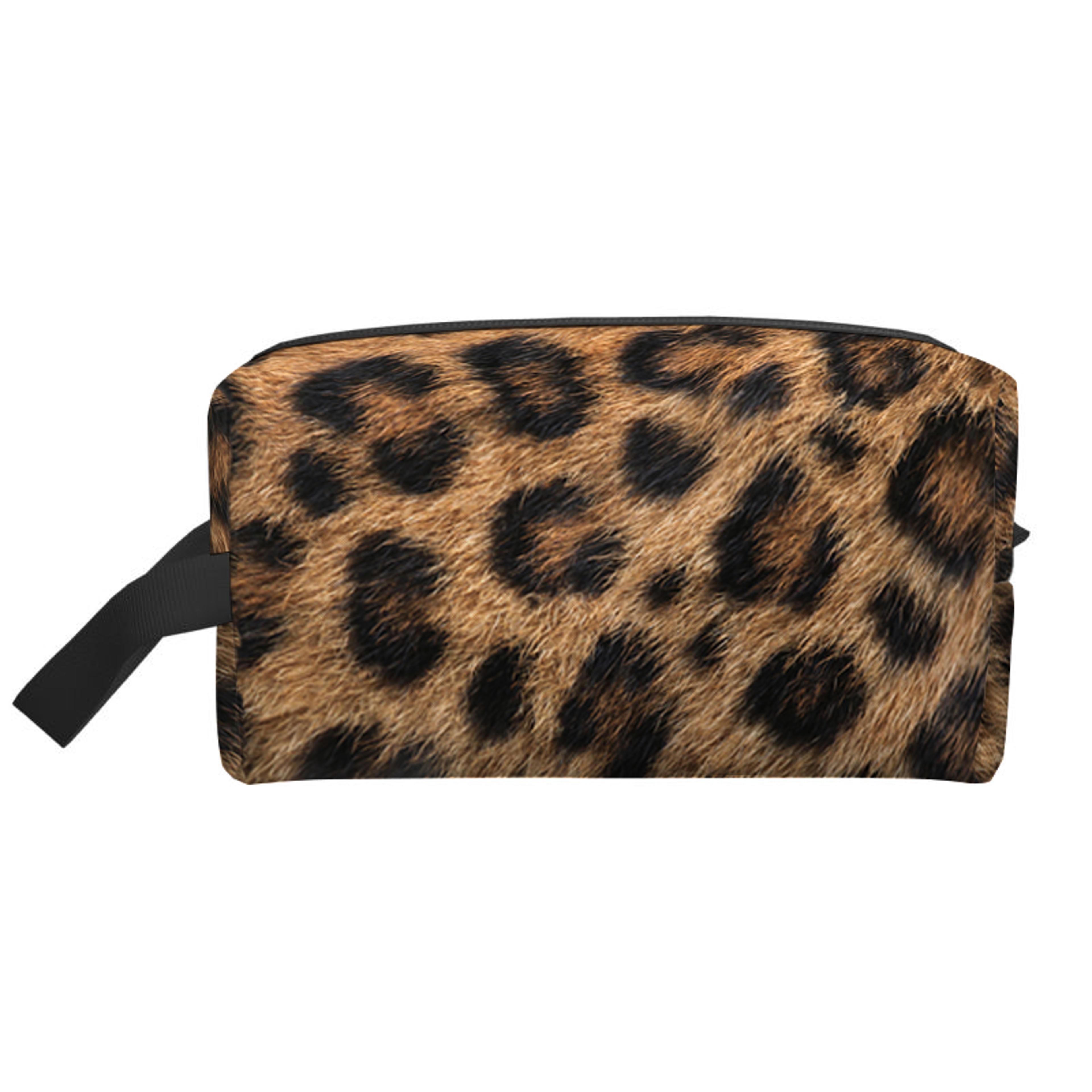 leopard print travel makeup bag large cosmetic pouch and toiletry organizer