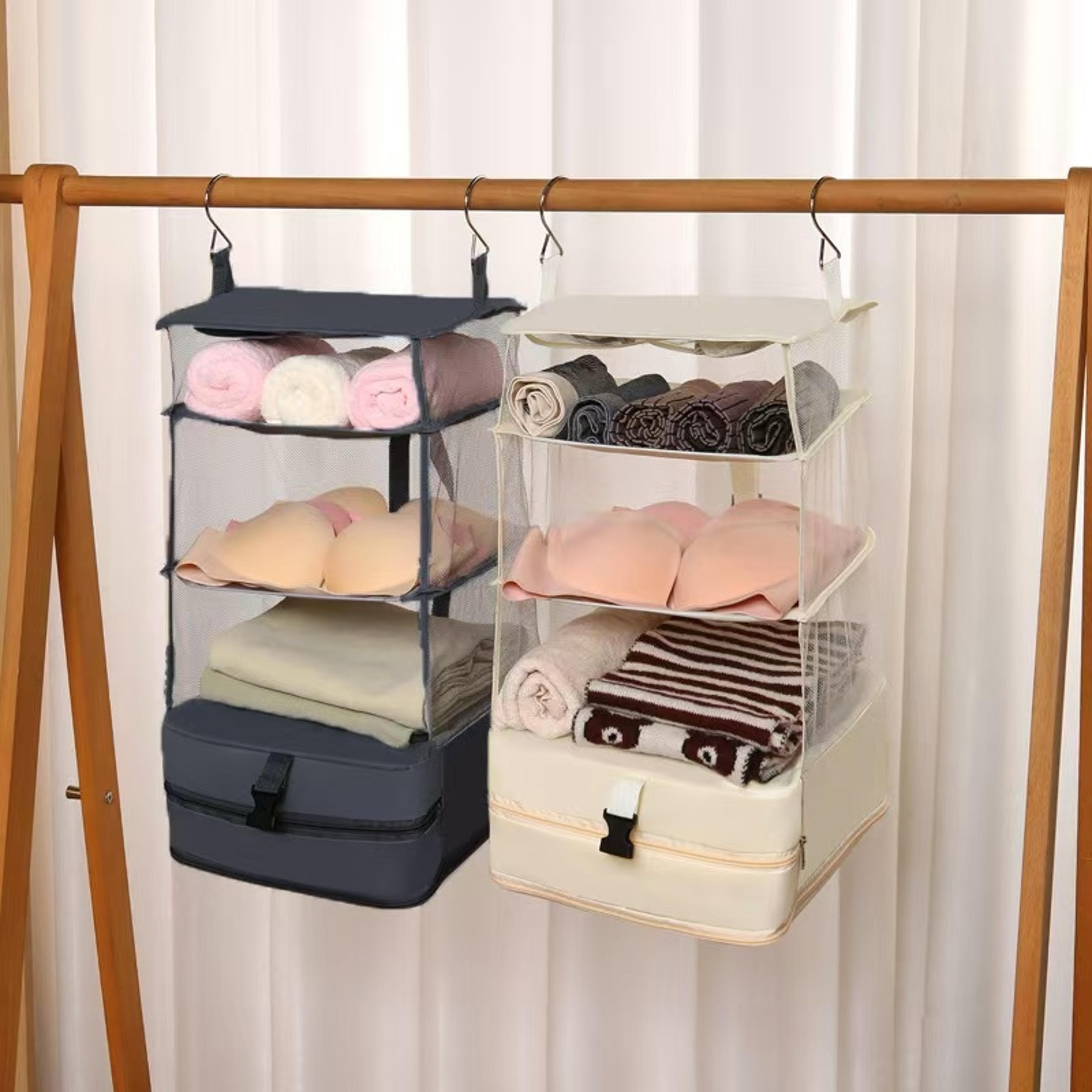 space nest hanging closet organizer and foldable travel underwear storage bag