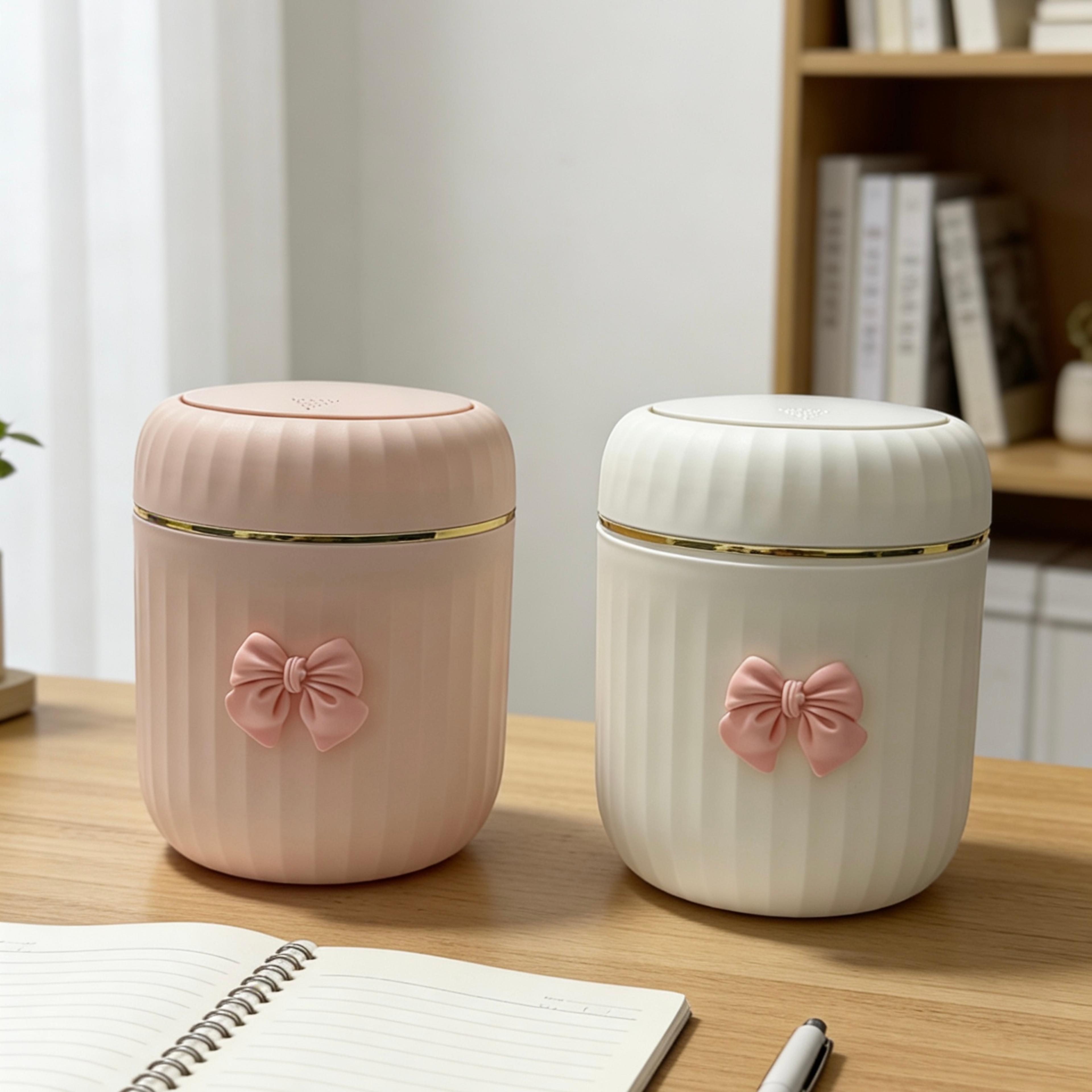 press lid mini desktop trash can for desk, vanity and office