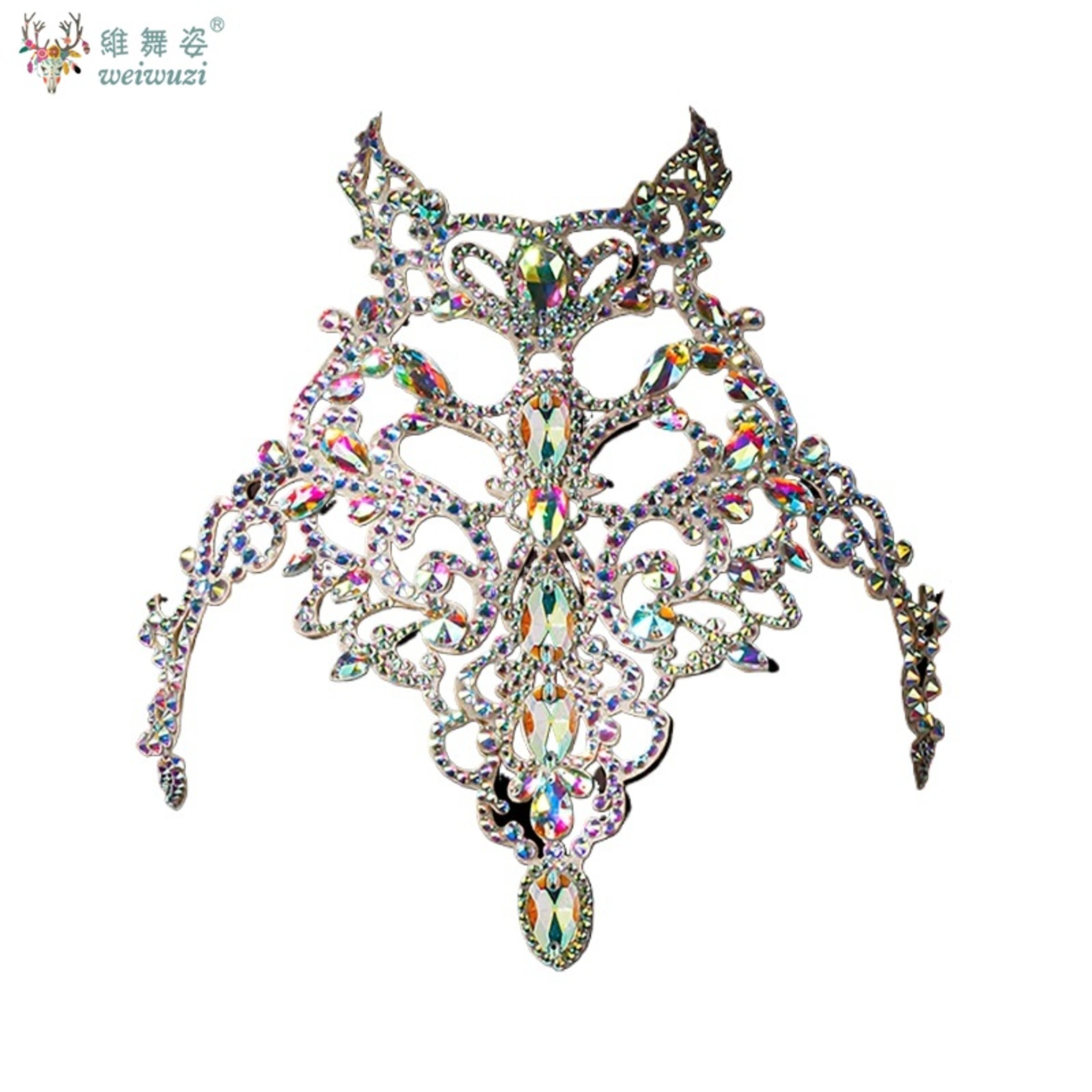 crystal belly dance necklace and oriental dance chest chain for stage & competition
