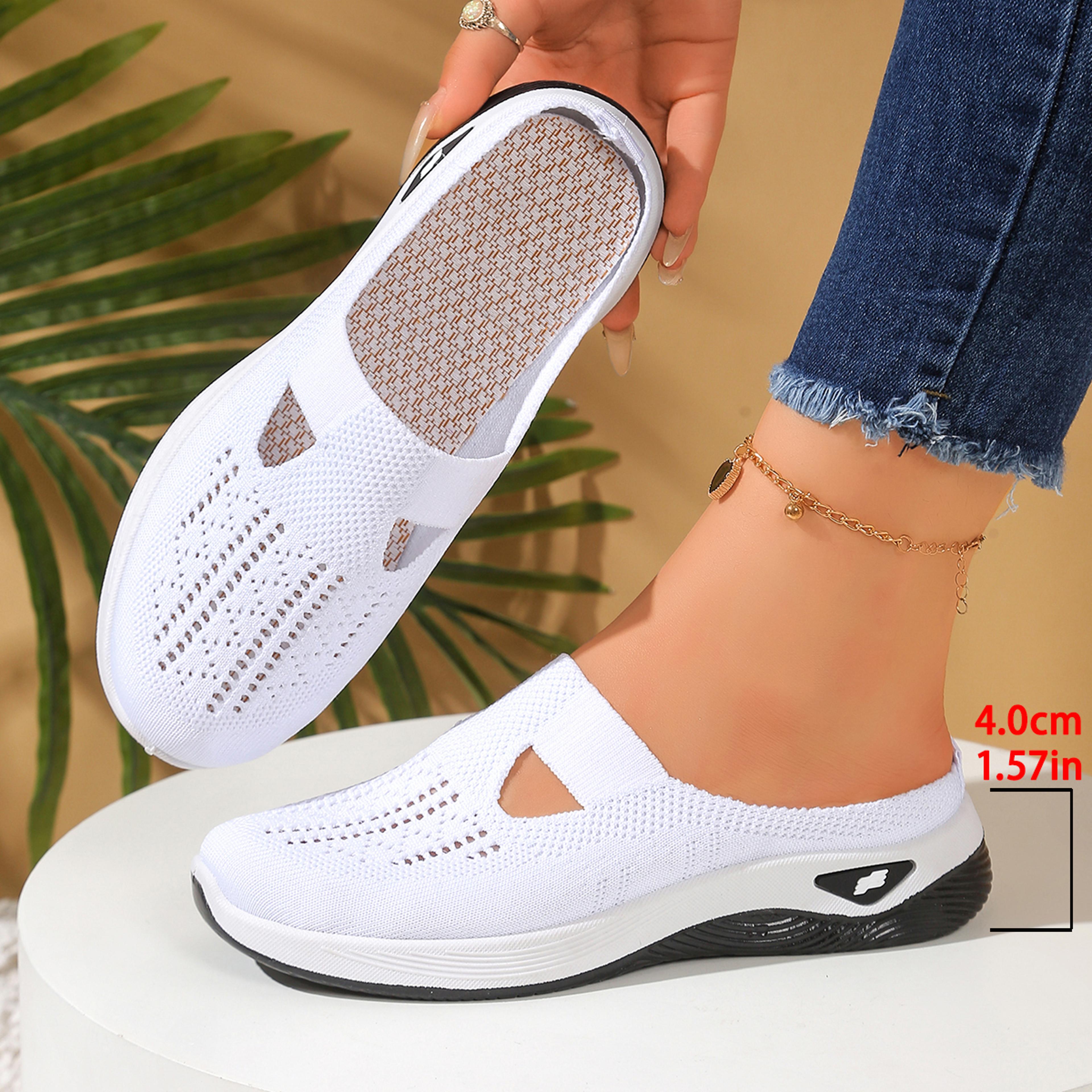 womens breathable mesh mule shoes comfortable slip on summer half slippers