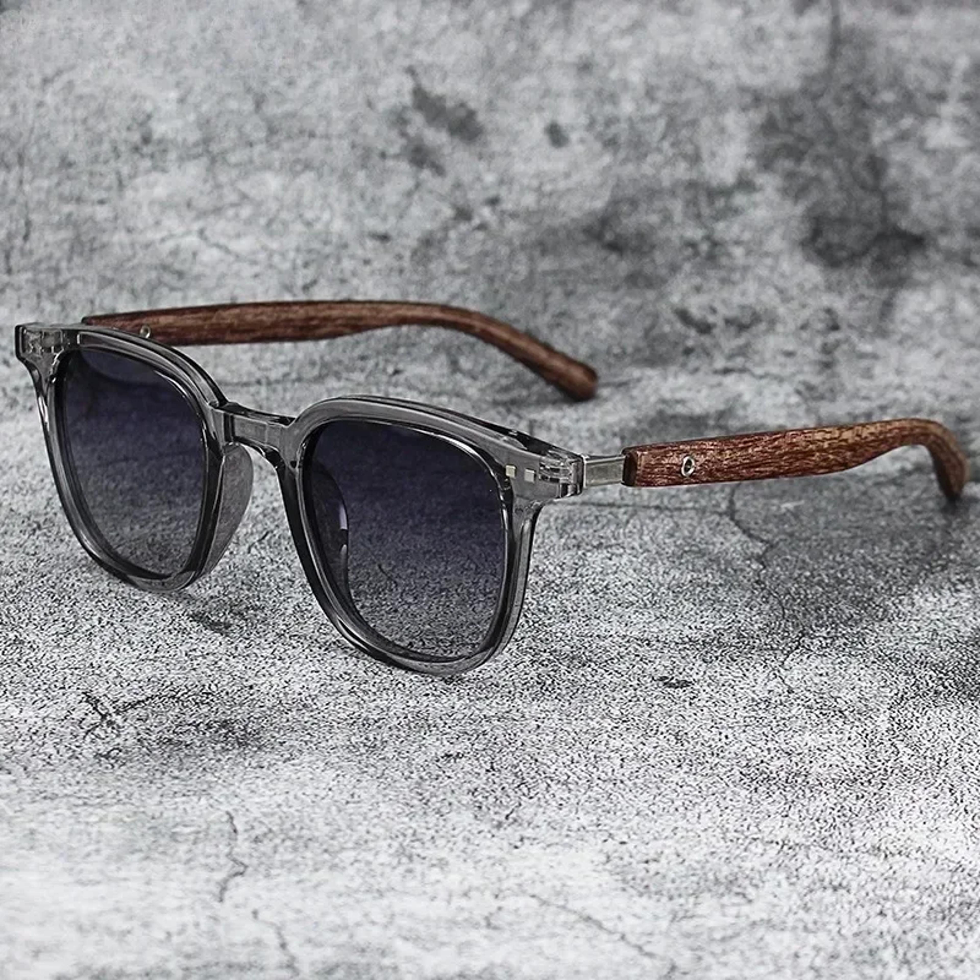 retro wood grain polarized sunglasses with protection for men & women