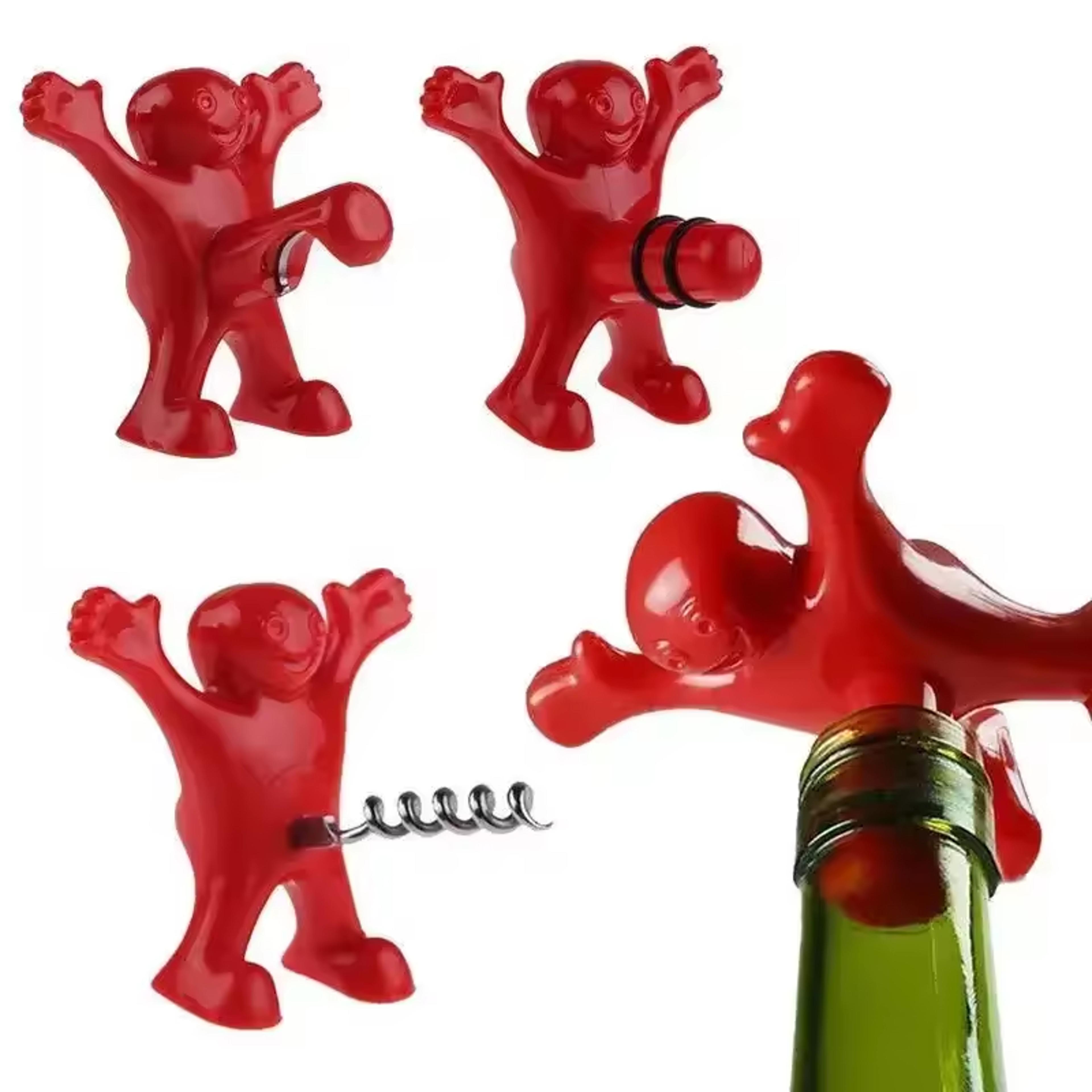 happy man novelty bottle opener, wine stopper and corkscrew bar tool