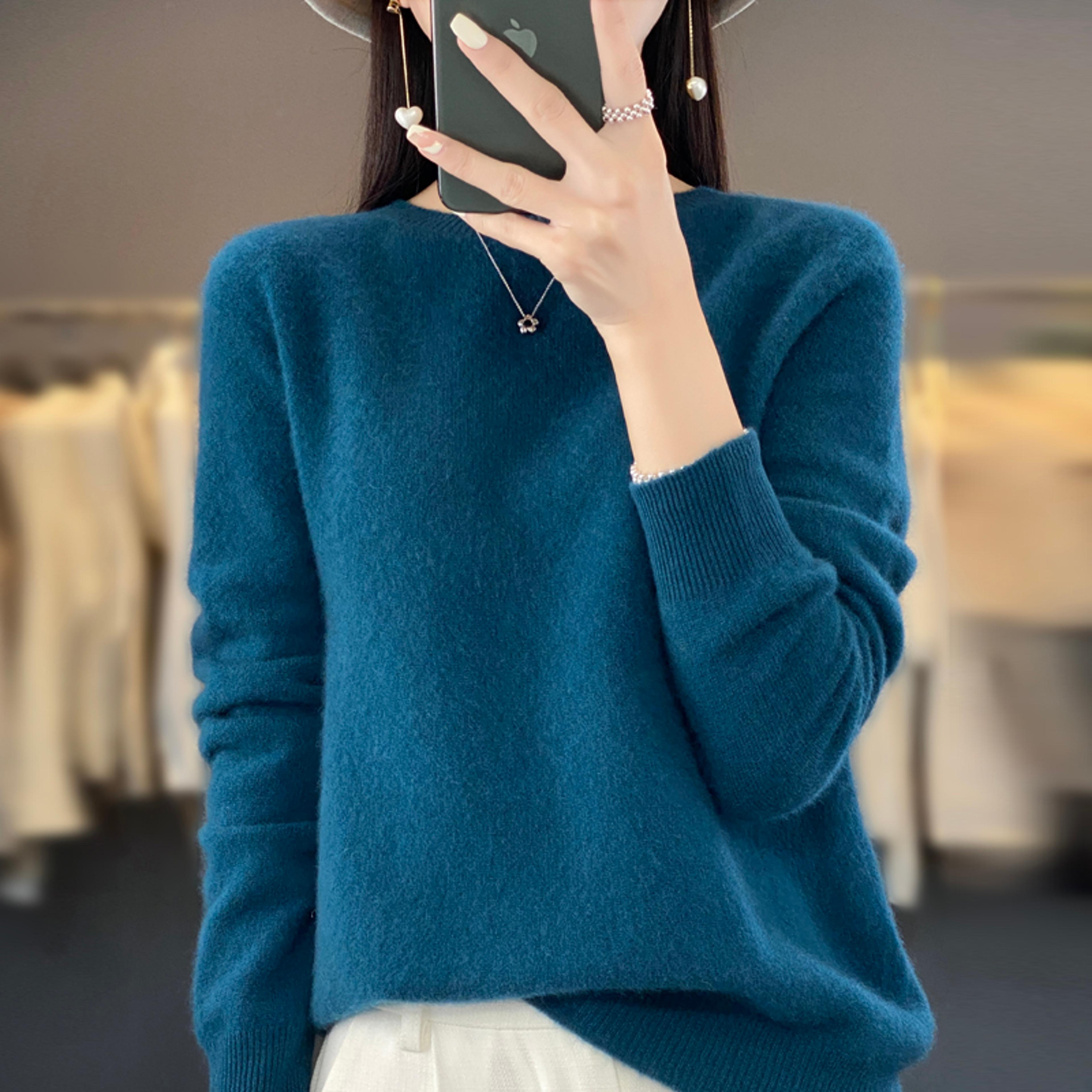 womens merino wool sweater soft crew neck winter pullover