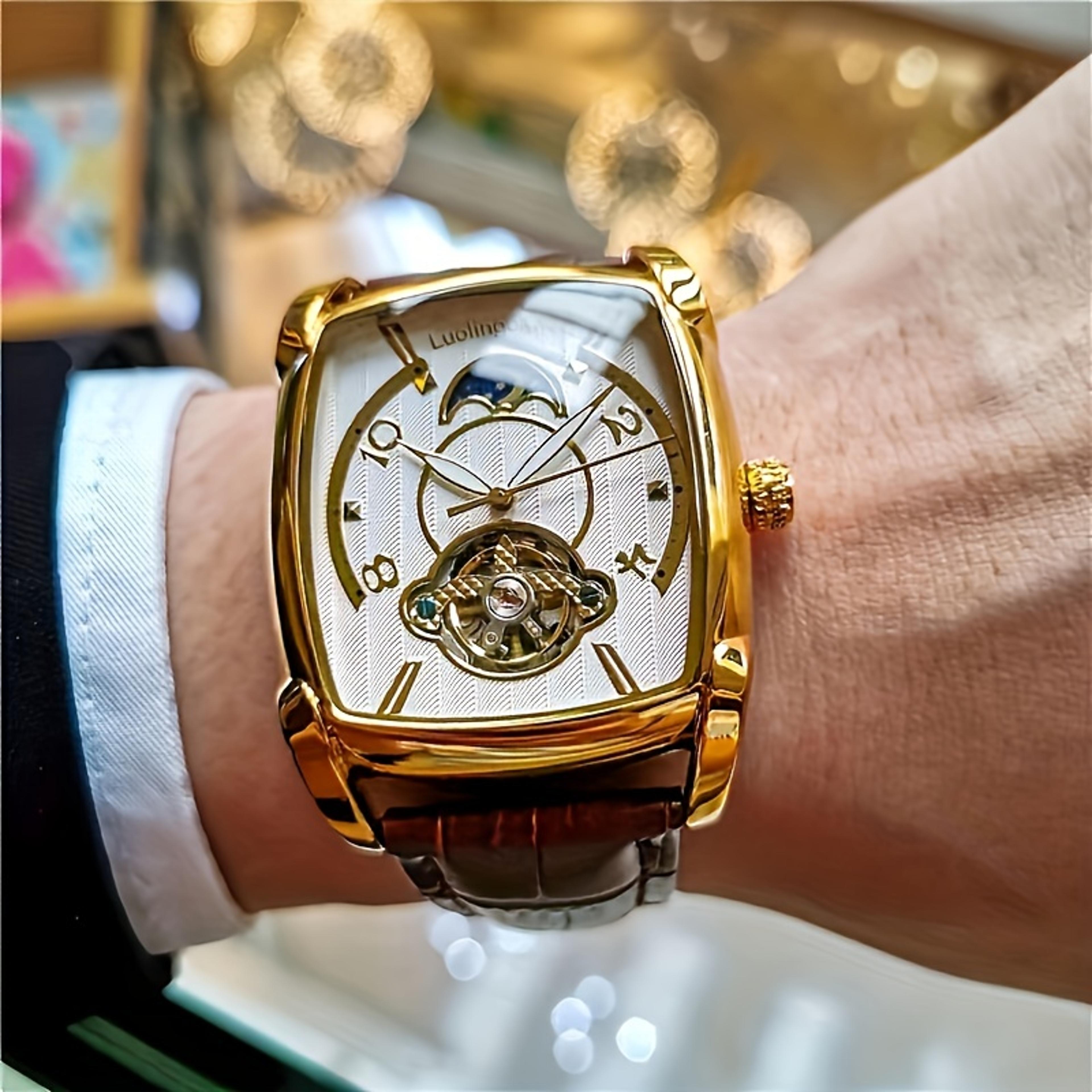 celestial automatic mechanical watch for men with skeleton dial and moon phase design