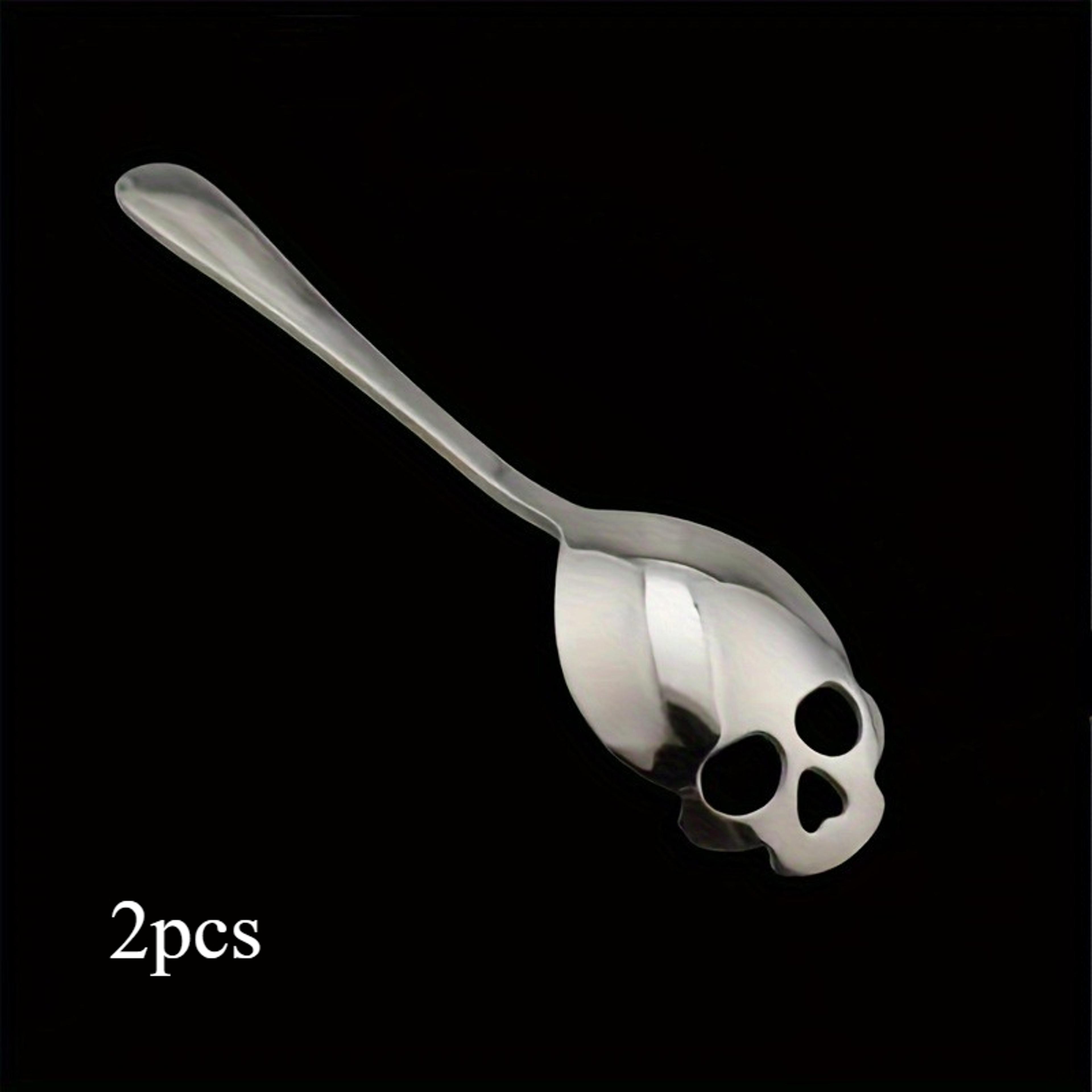 stainless steel skull spoon gothic halloween spoon for drinks, desserts & party decor