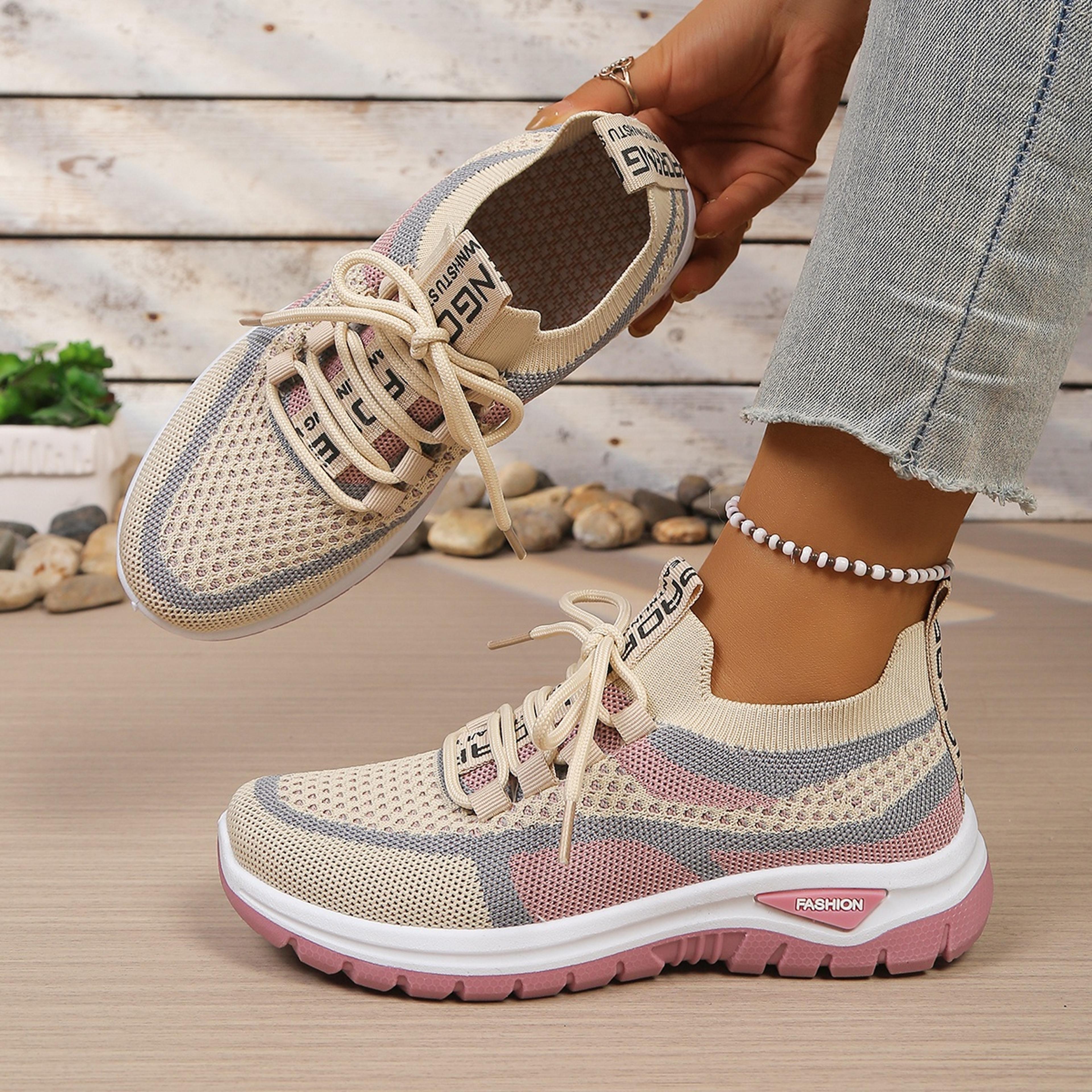 two tone womens casual work shoes stylish everyday sneakers