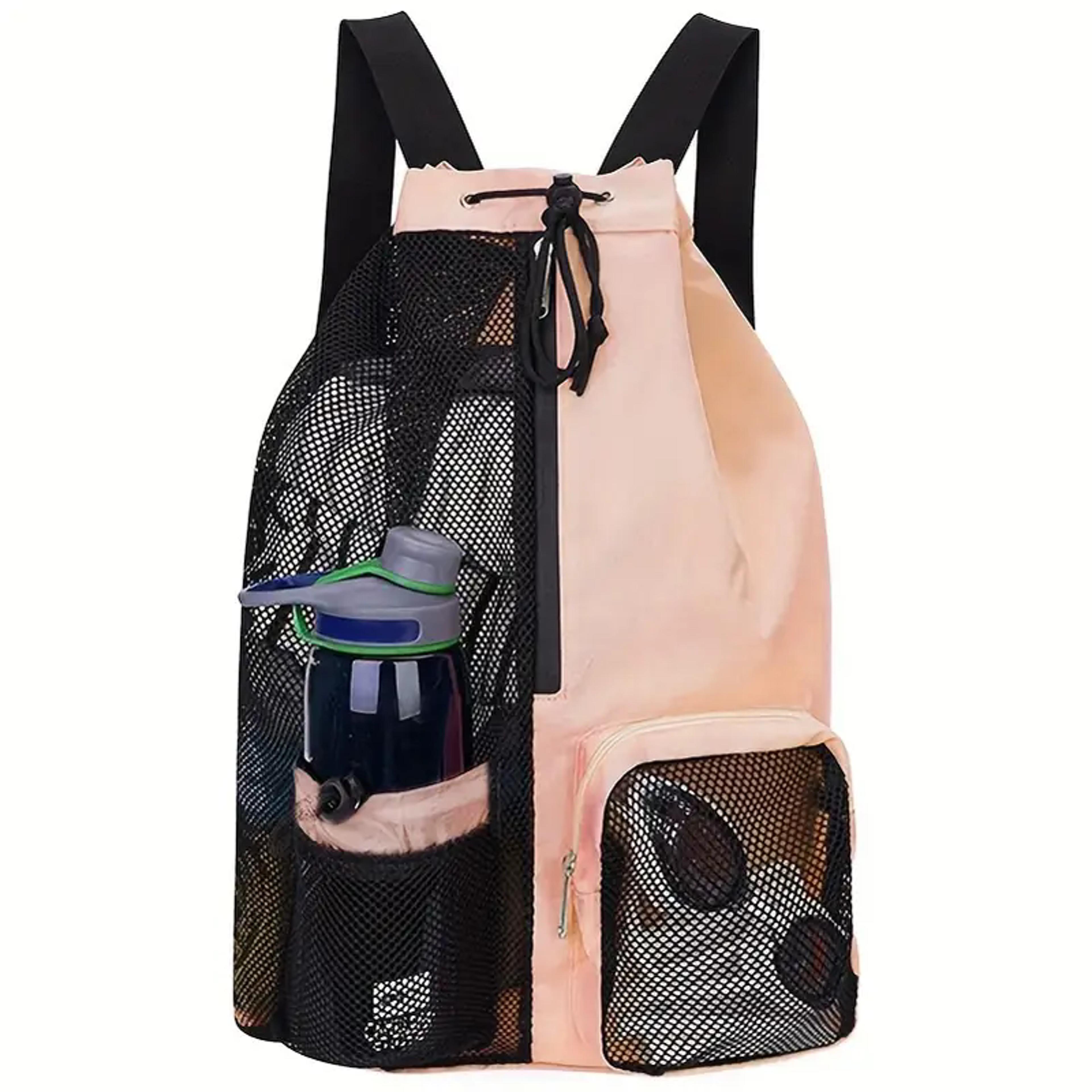 quick dry mesh swim bag with wet pocket and drawstring back pack
