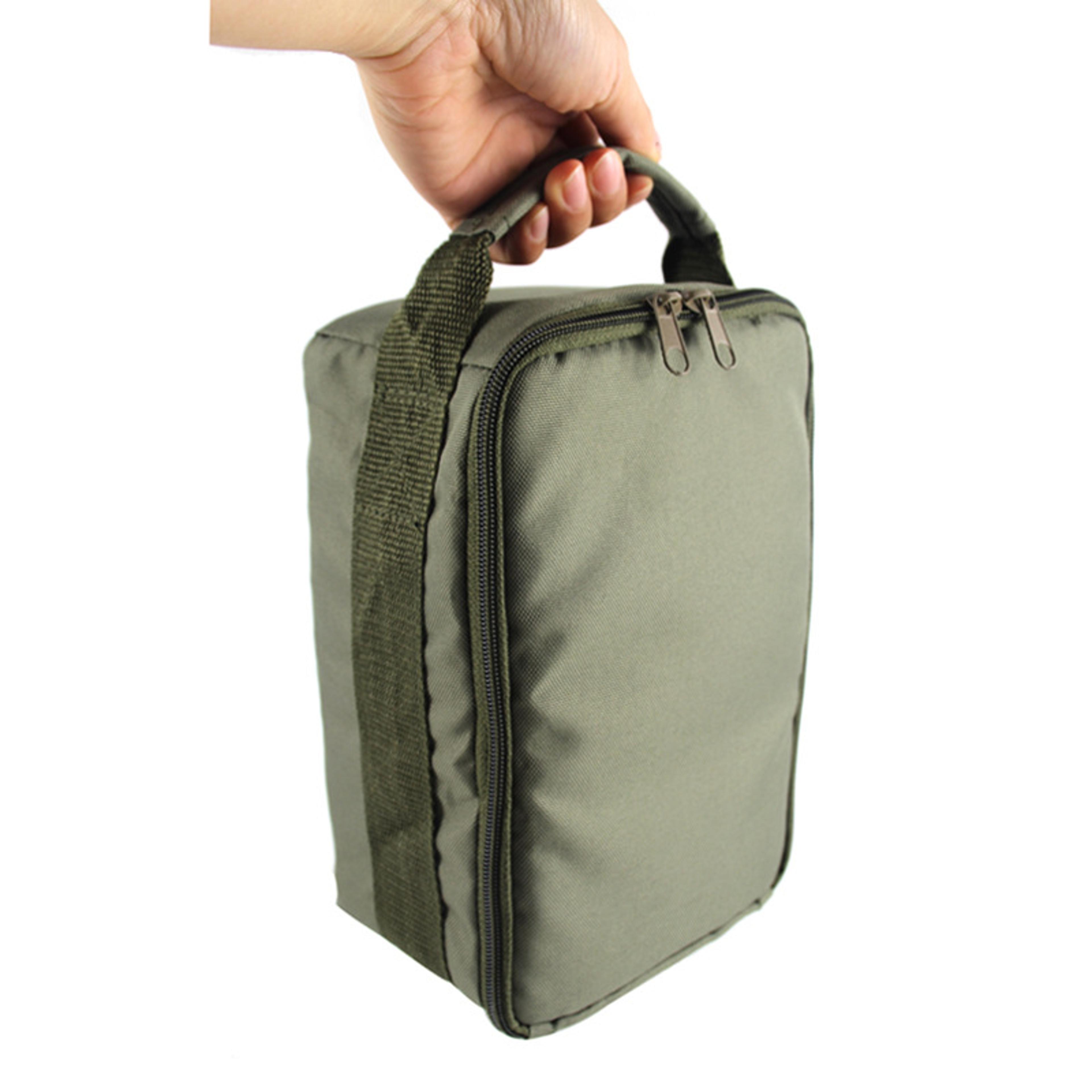 water proof fishing tackle bag with adjustable dividers for reels and gear