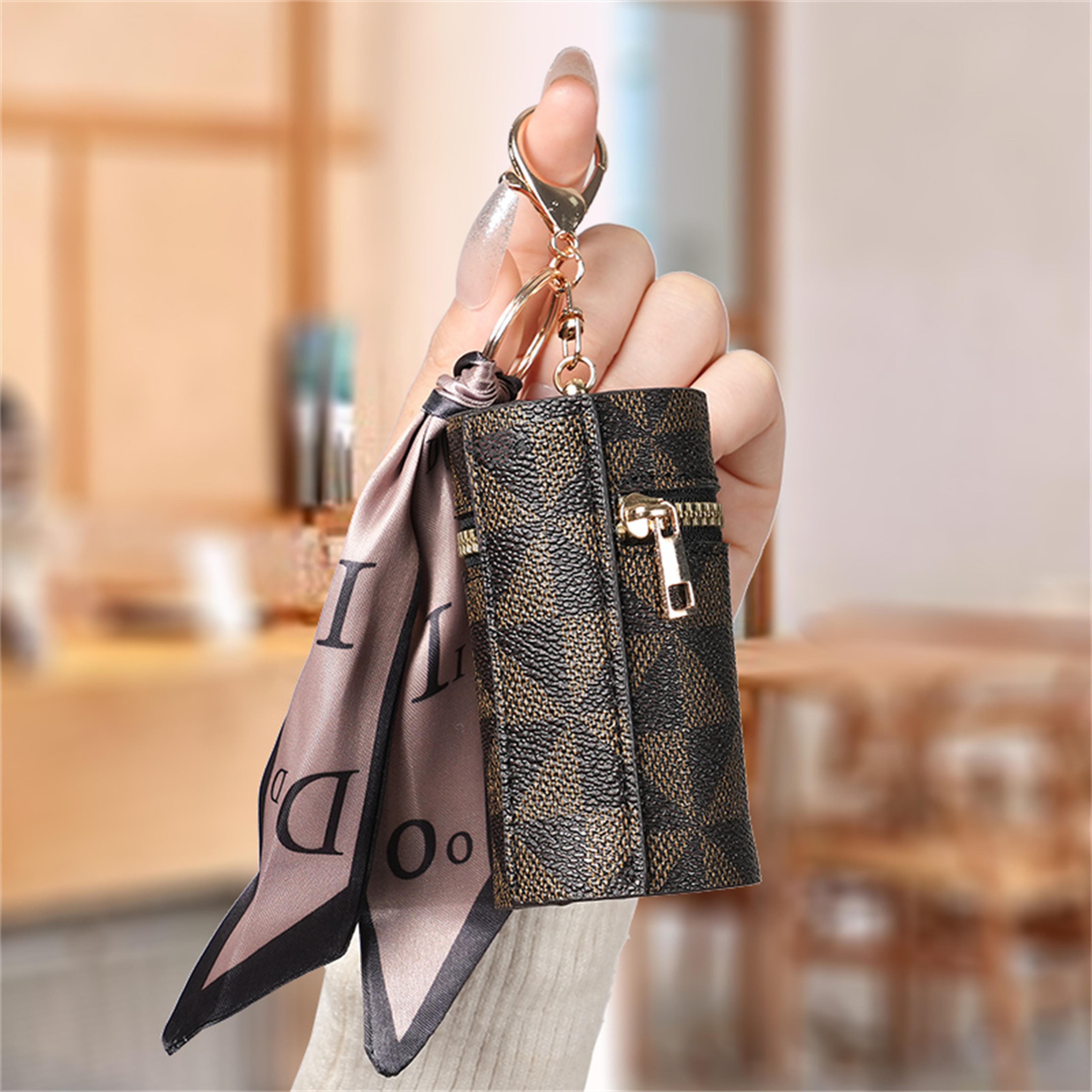 plaid mini coin purse keychain and earbud pouch for everyday essentials