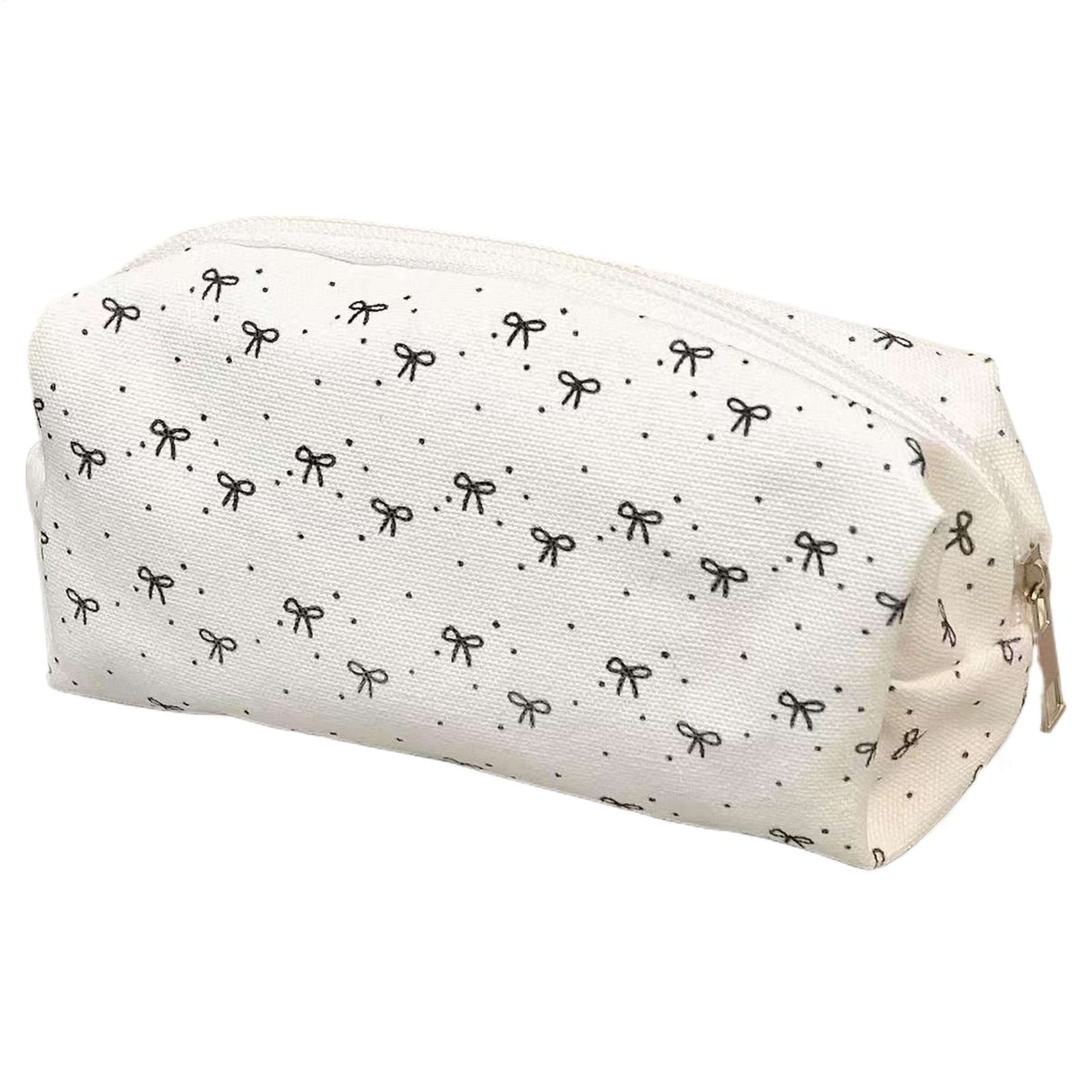 bow pattern large capacity pencil case portable stationery organizer for school and travel